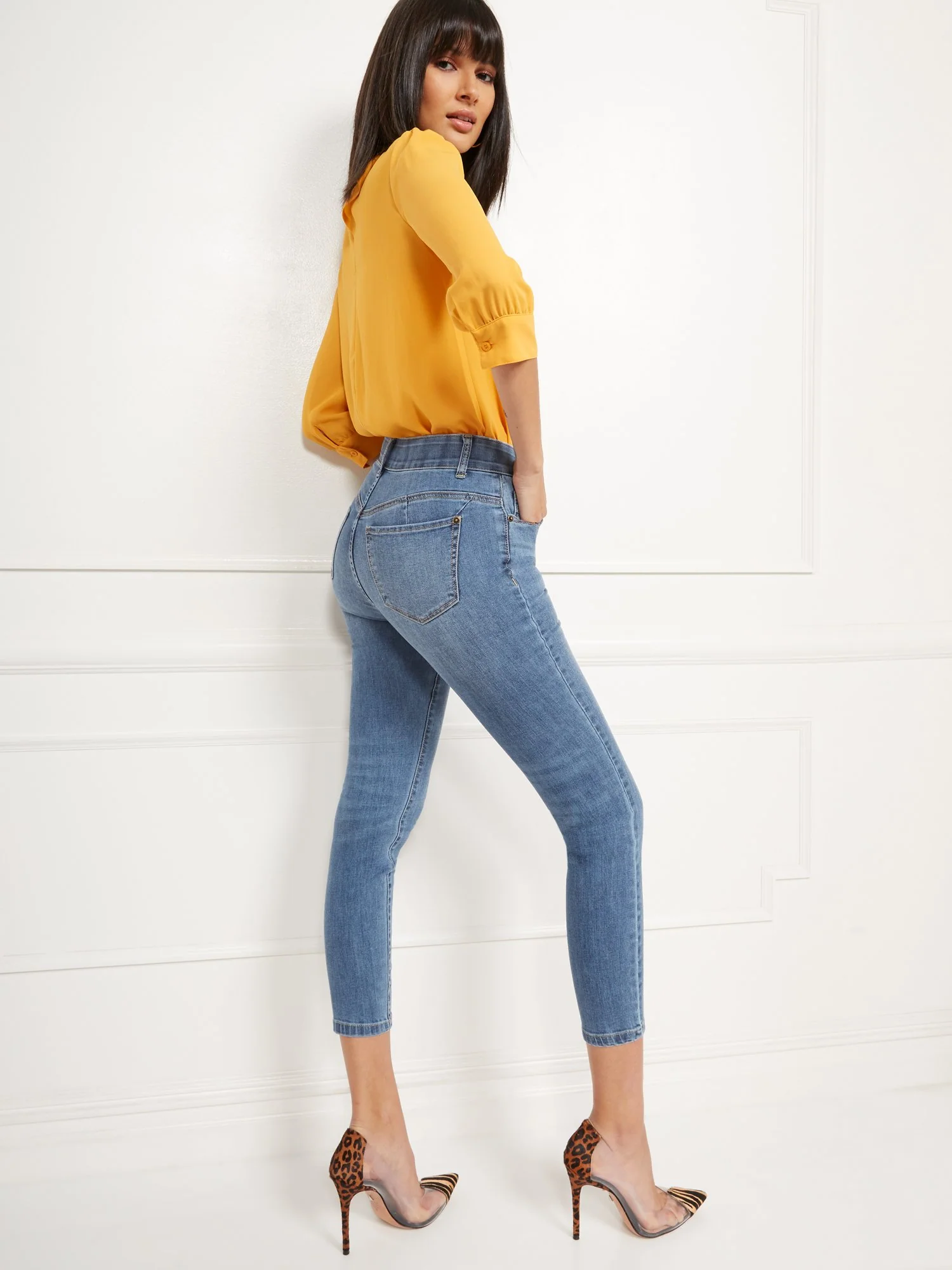 High-Waisted Curvy No-Gap Shaping Super-Skinny Jeans - Blue Rock - Image 21