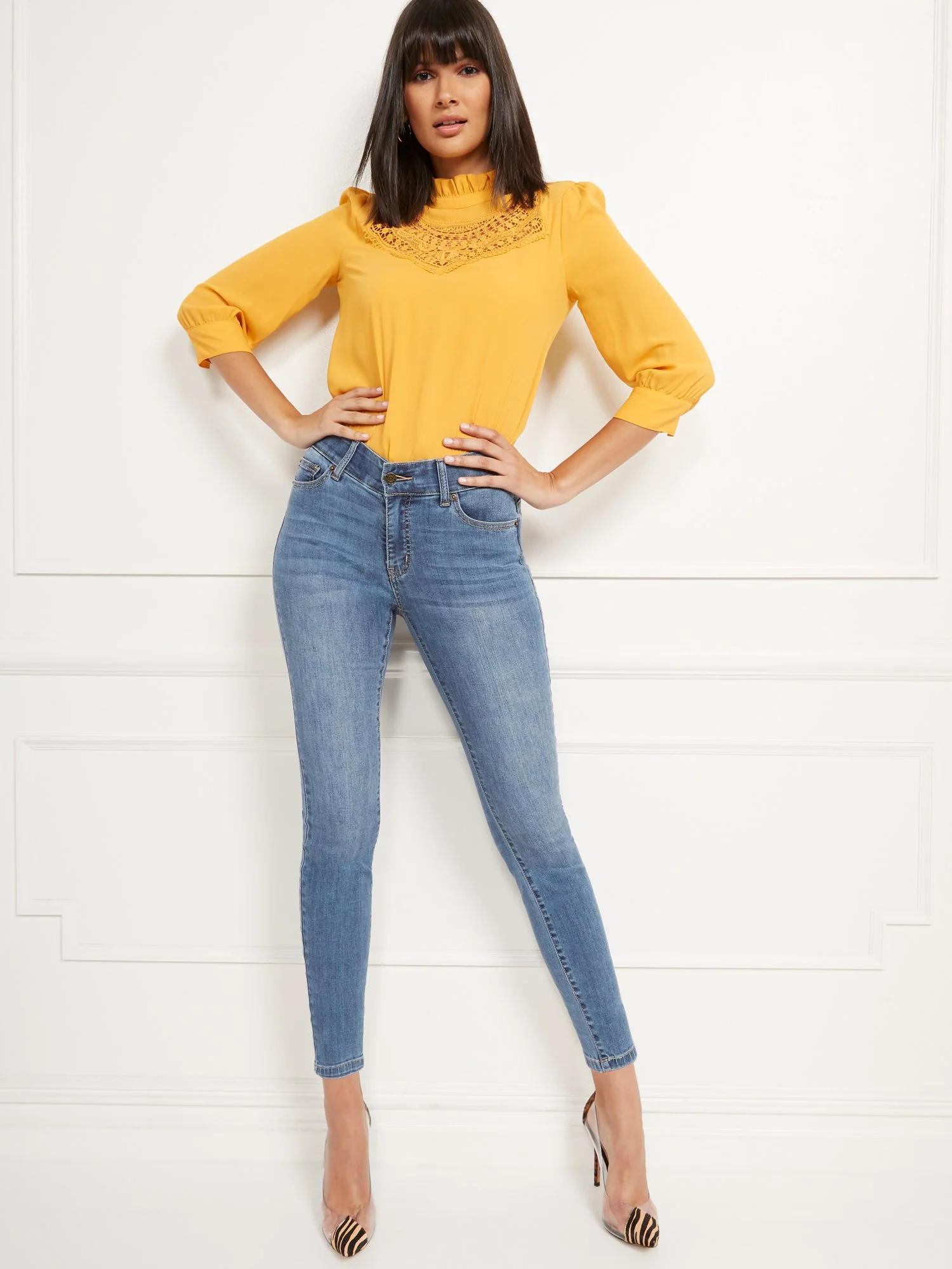 High-Waisted Curvy No-Gap Shaping Super-Skinny Jeans - Blue Rock - Image 6