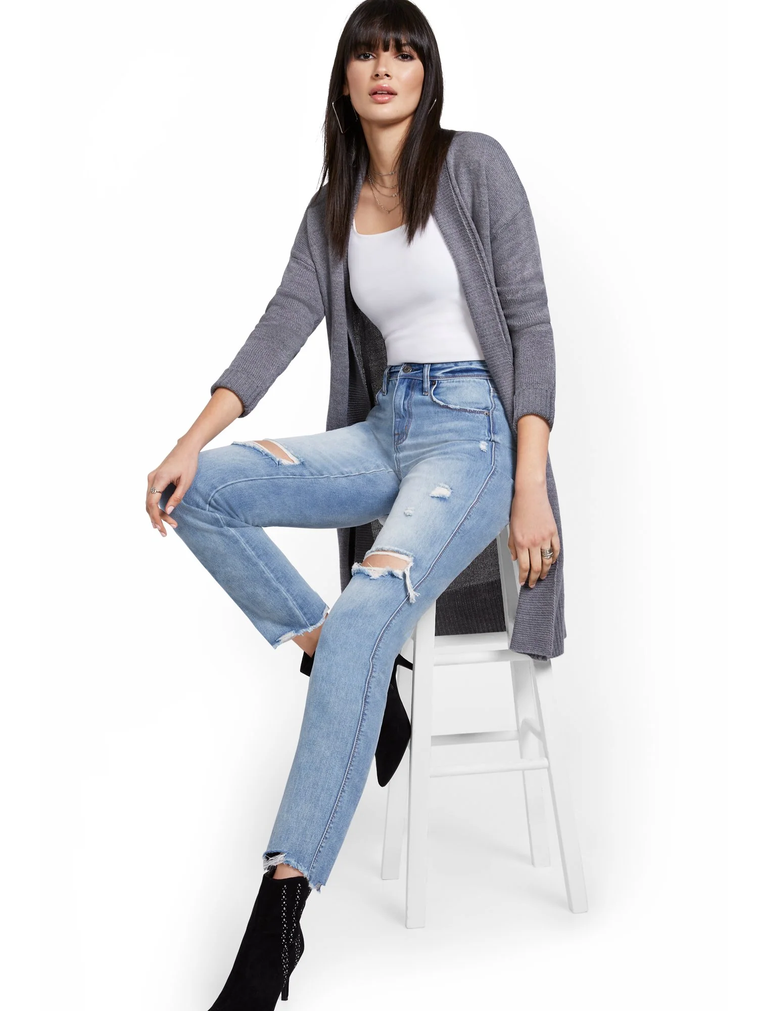 High-Waisted Distressed Dream Boyfriend Ankle Jeans - Light Wash - Image 4