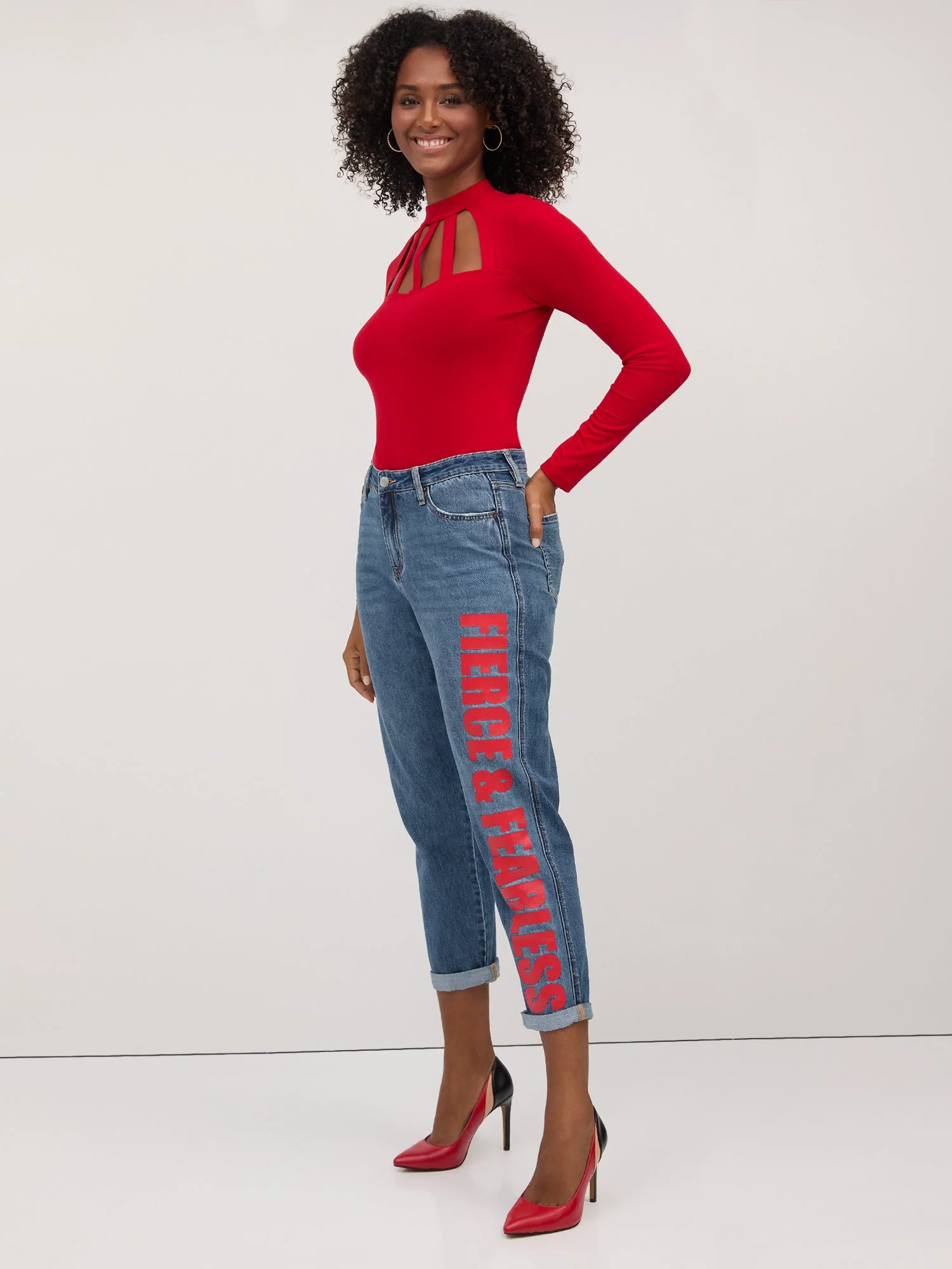 High-Waisted Fierce & Fearless Boyfriend Jeans - Medium Wash
