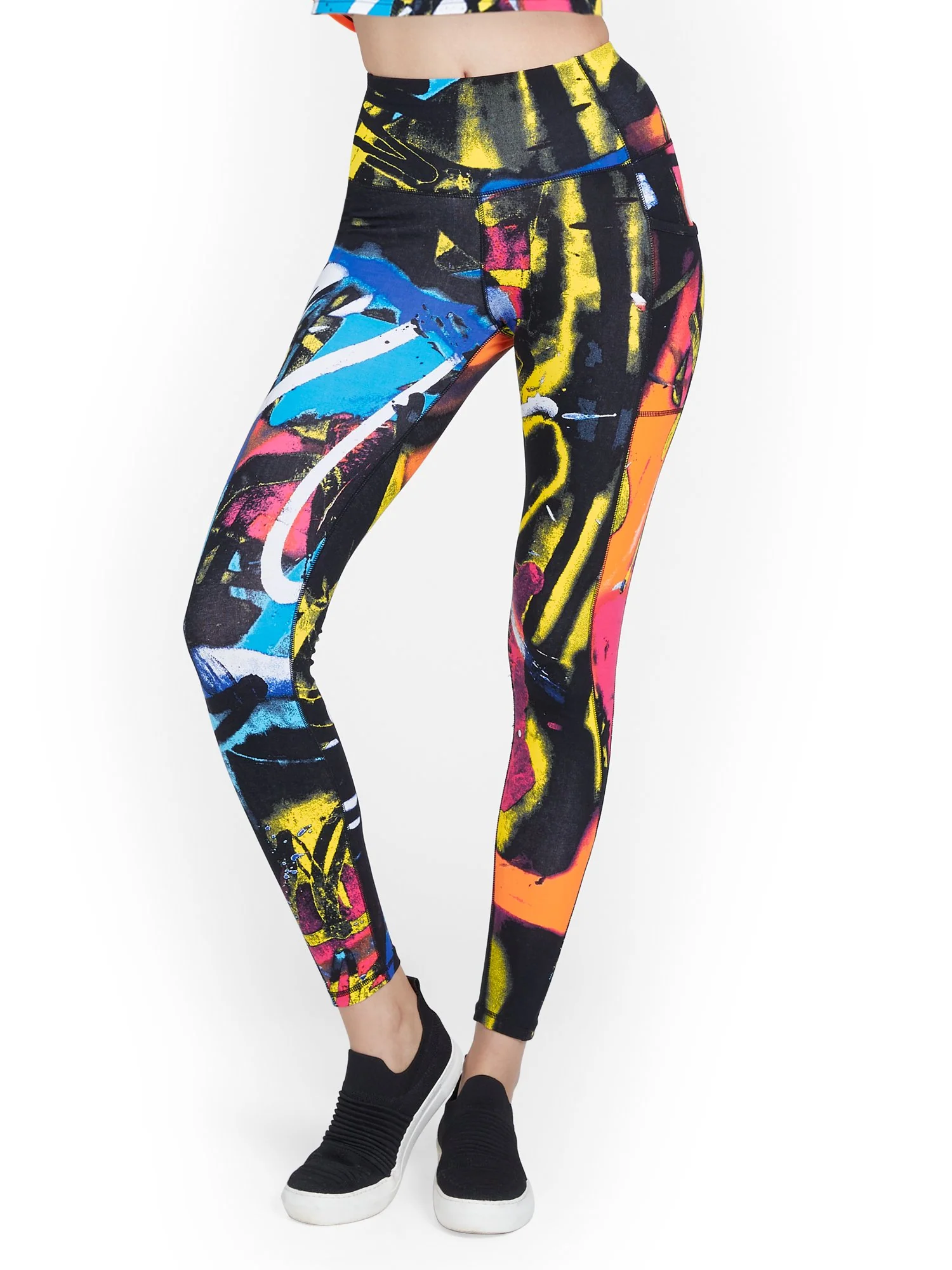 High-Waisted Graffiti-Print Pocket Legging - Image 2