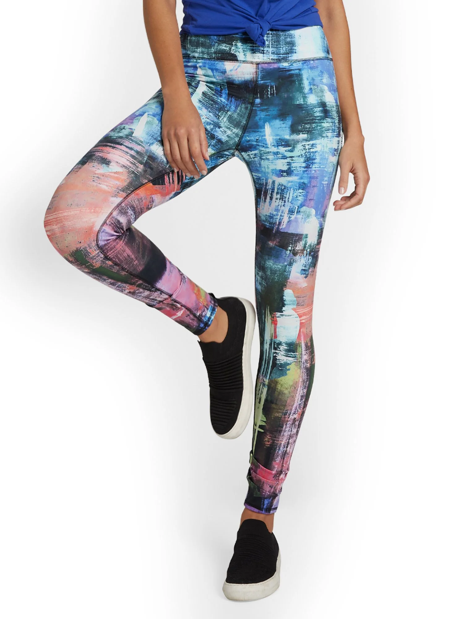 High-Waisted Graffiti-Print Pocket Legging - City Contour - Image 2