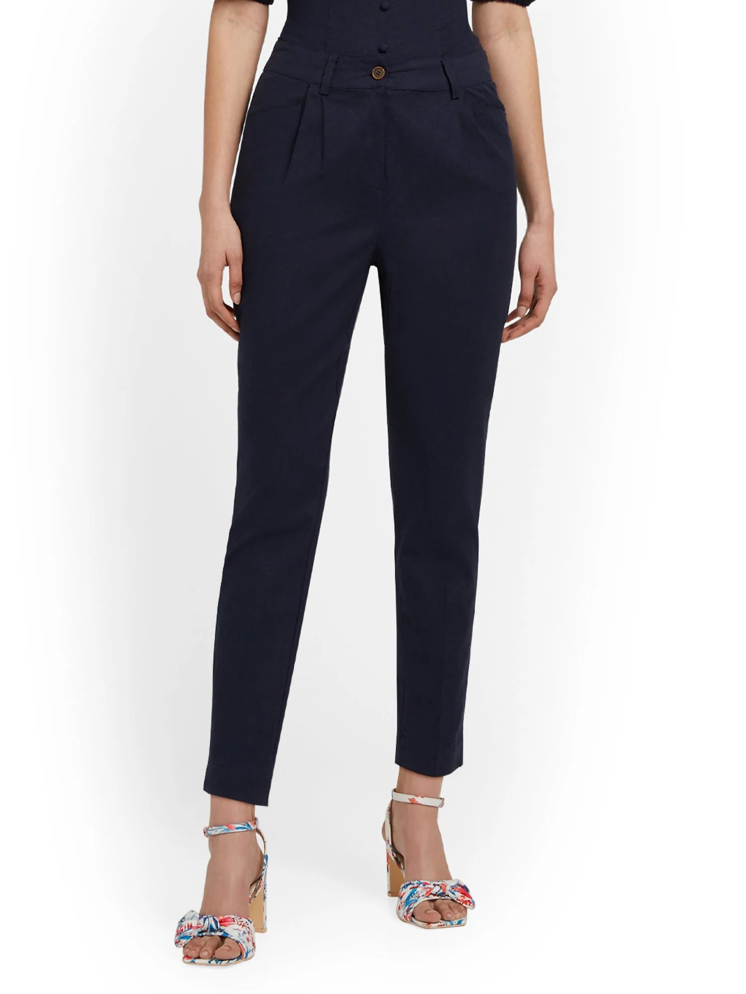 High-Waisted Linen-Blend Ankle Pant - Image 6