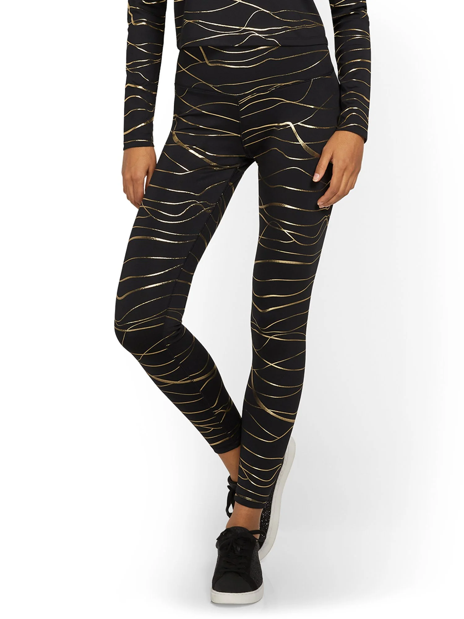 High-Waisted Metallic-Print Pocket Legging