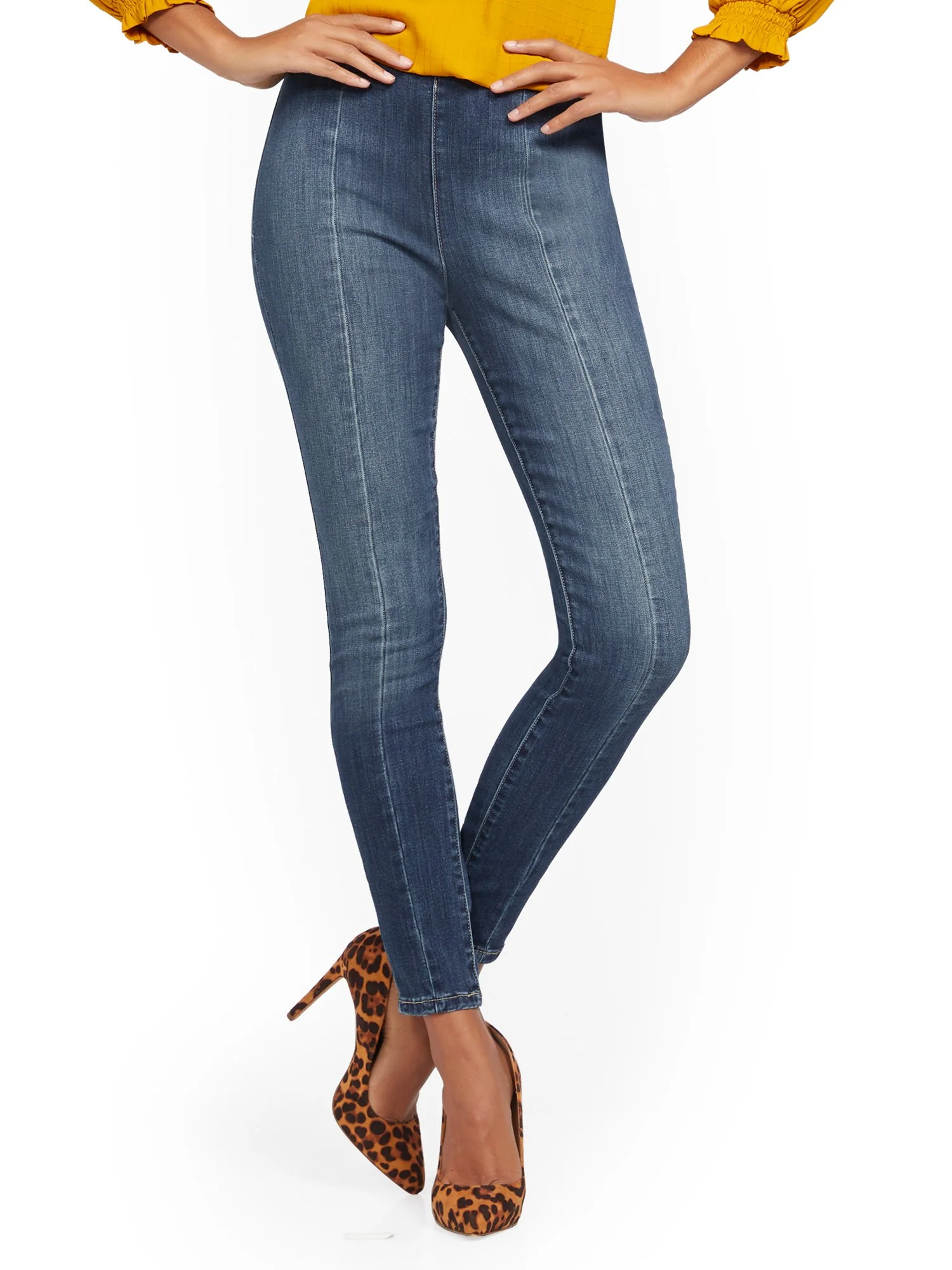 High-Waisted No-Gap Pull-On Legging - Blue Splash
