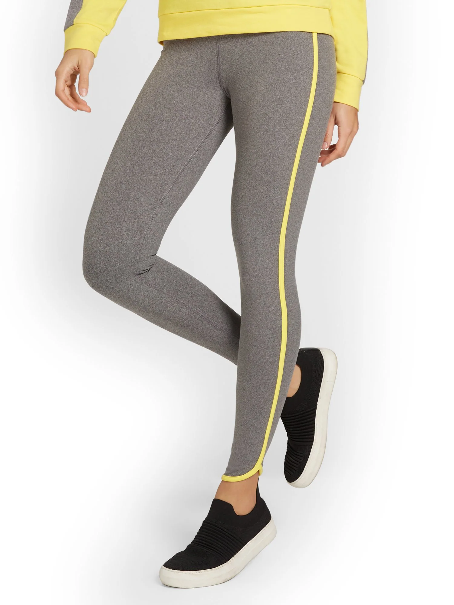 High-Waisted Piped Dolphin-Hem Pocket Legging - City Contour