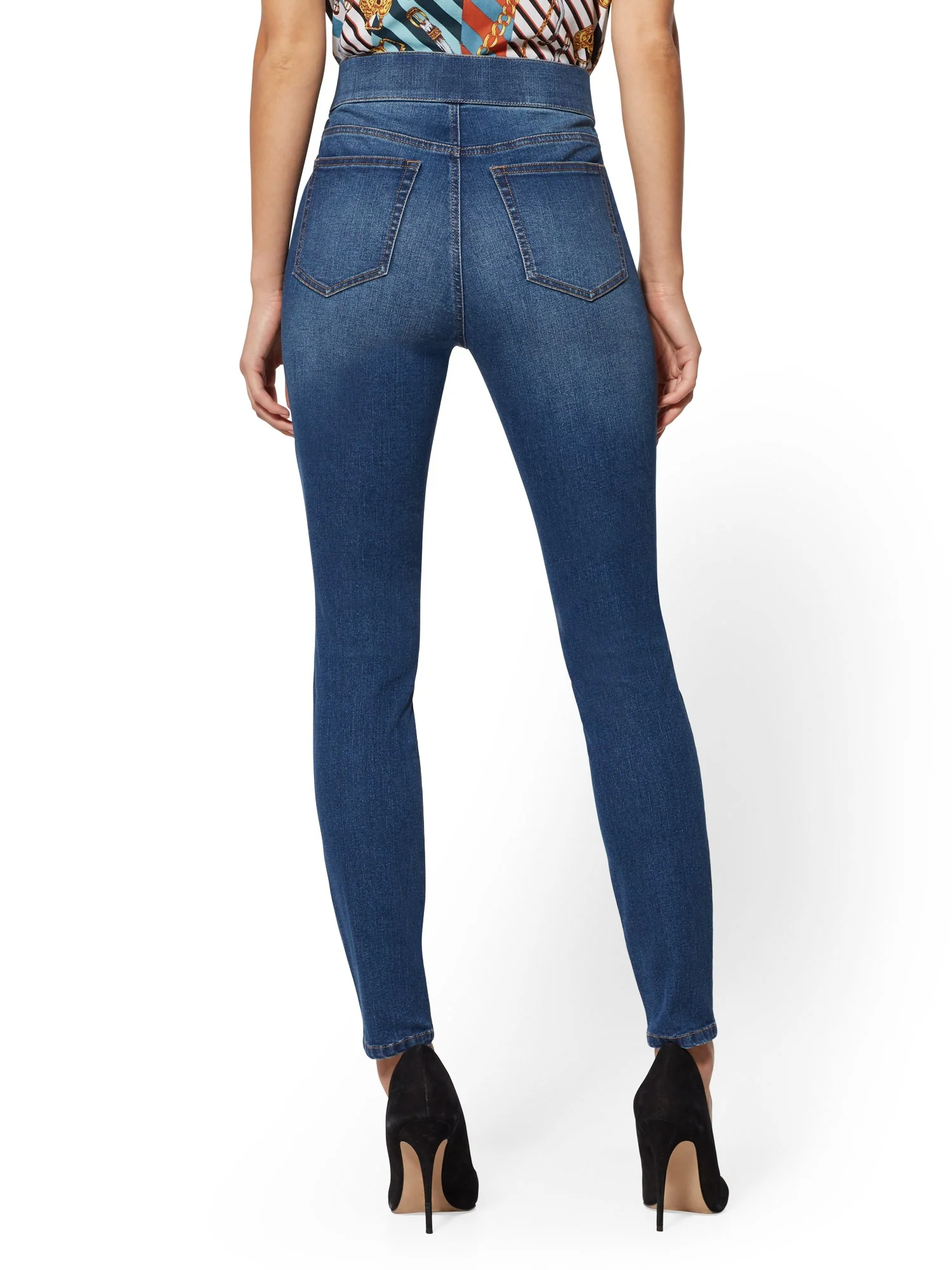 High-Waisted Pull-On Legging - Blue Wash - Image 3