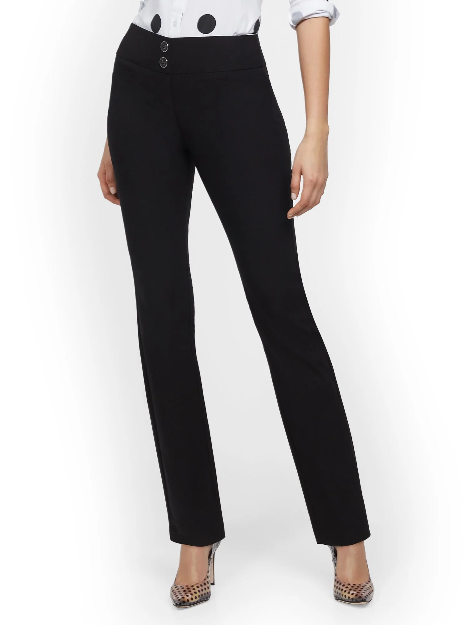 High-Waisted Pull-On Slimming Straight-Leg Pant - 7th Avenue - Image 2