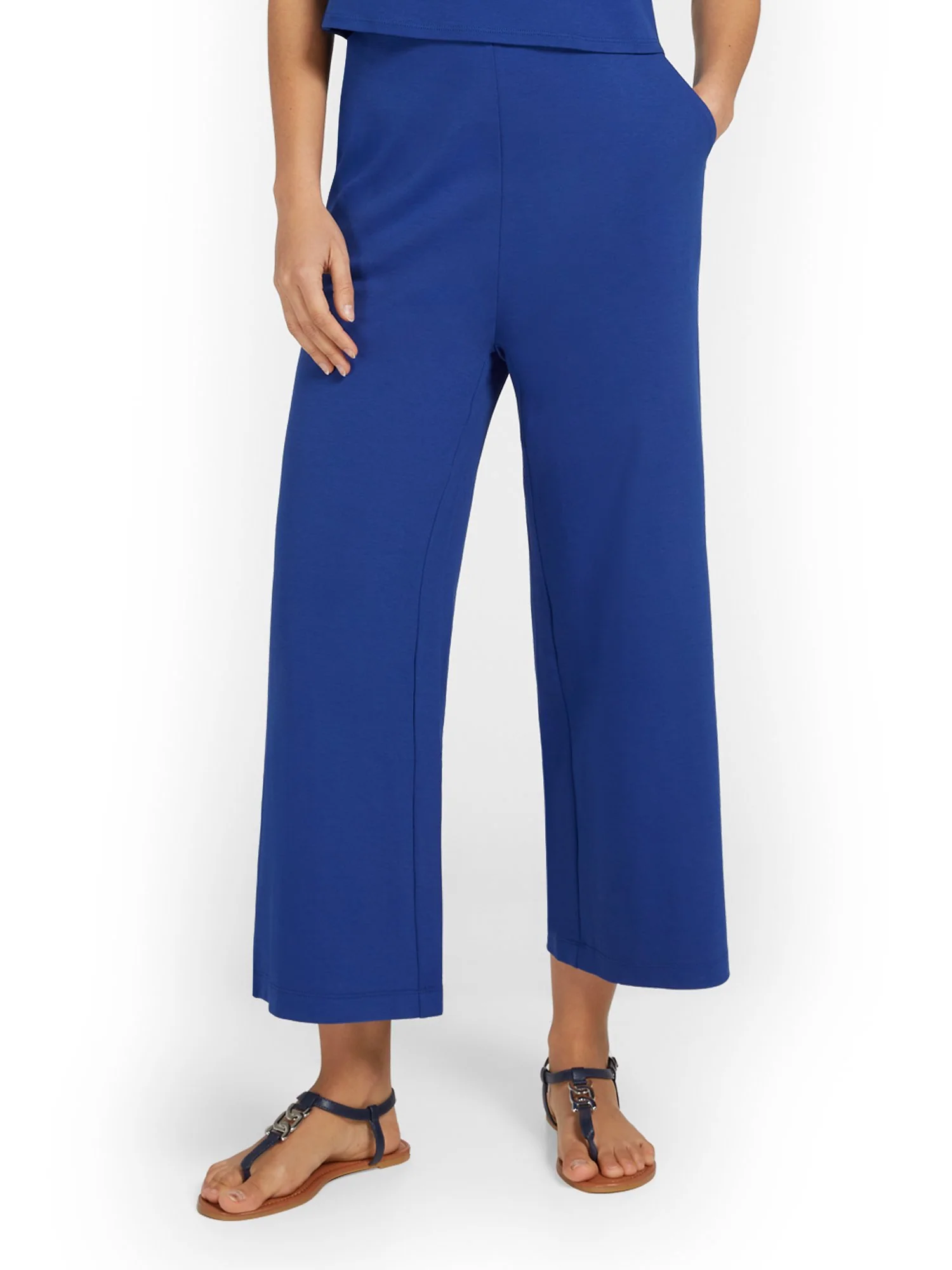 High-Waisted Pull-On Wide-Leg Capri Pant - City Knits - Image 27