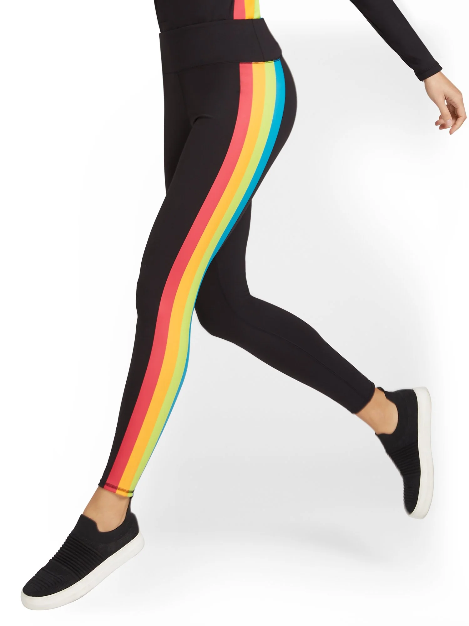 High-Waisted Rainbow-Stripe Pocket Legging - City Contour - Image 2