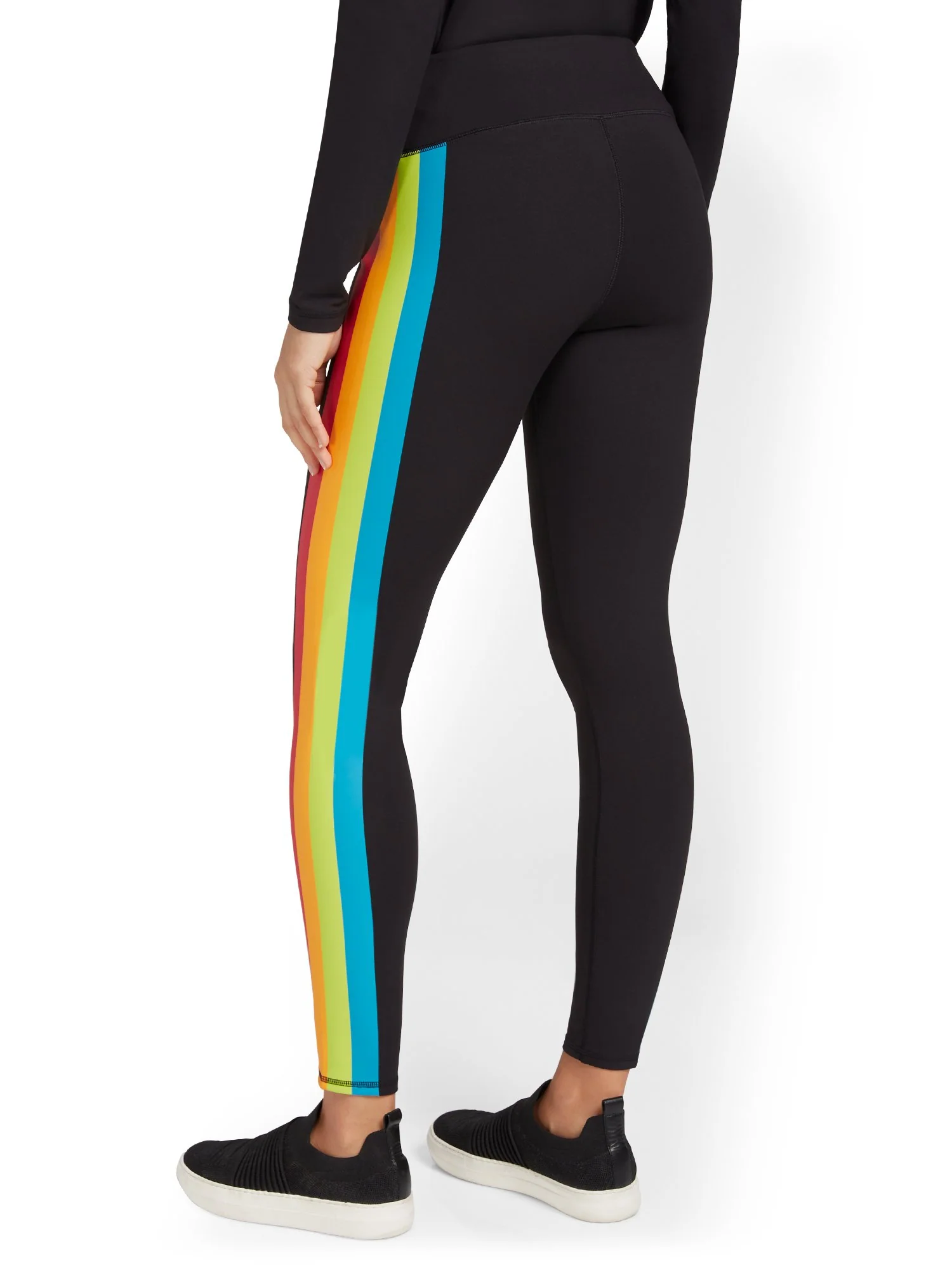 High-Waisted Rainbow-Stripe Pocket Legging - City Contour - Image 3