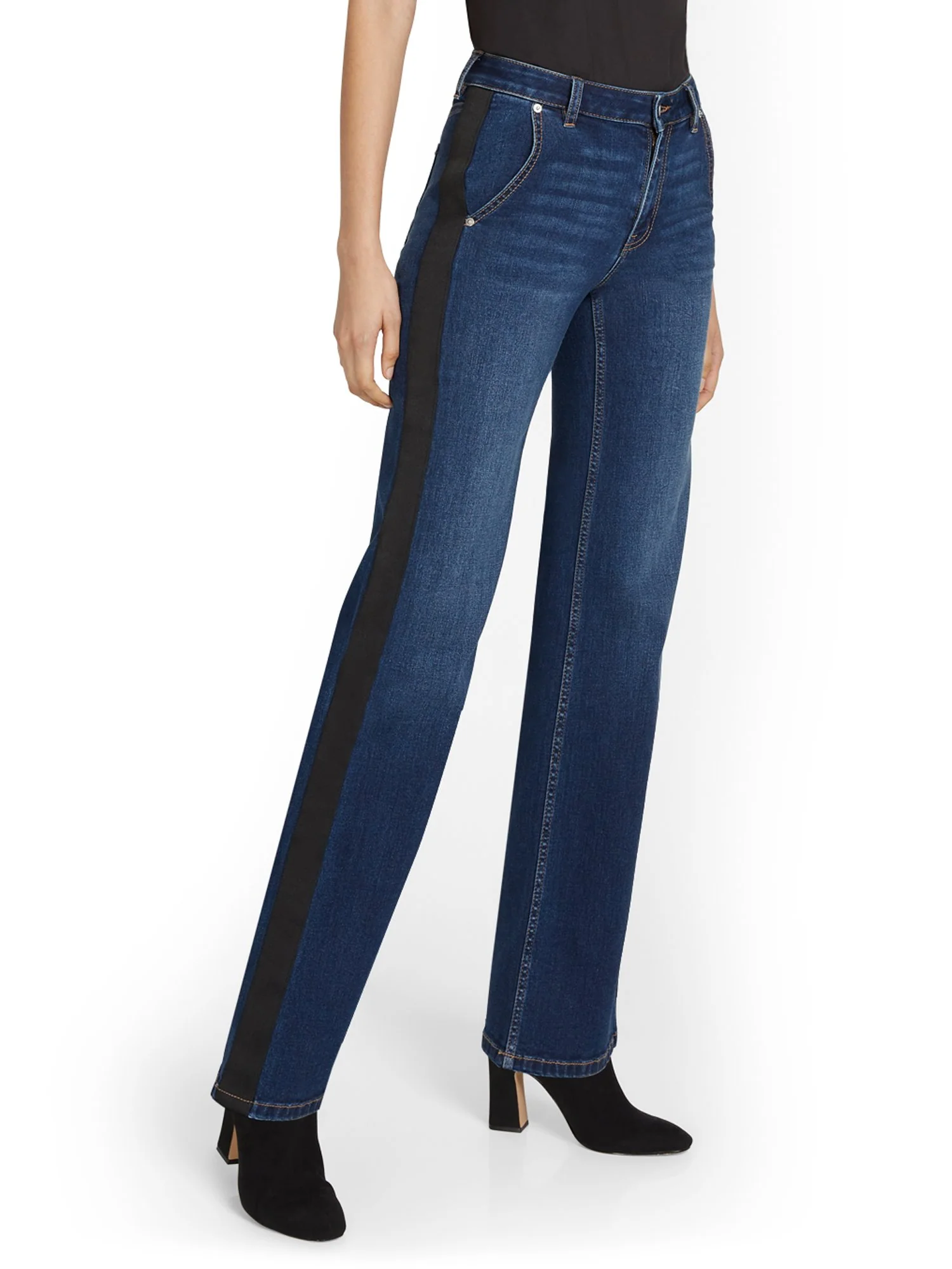 High-Waisted Side Stripe Wide-Leg Jeans - Image 2