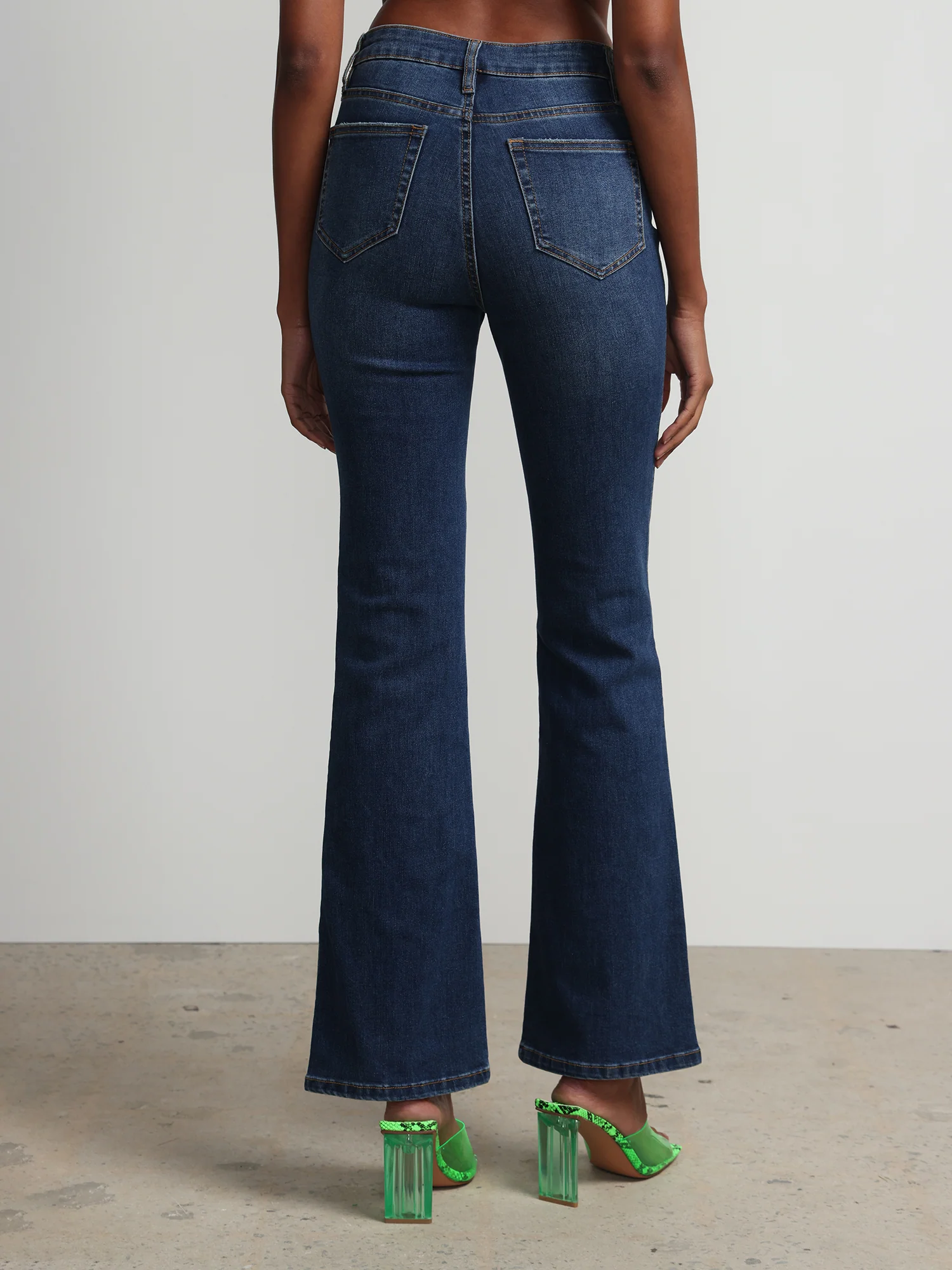 High-Waisted Slit-Hem Bootcut Jeans - Medium Wash - Image 3