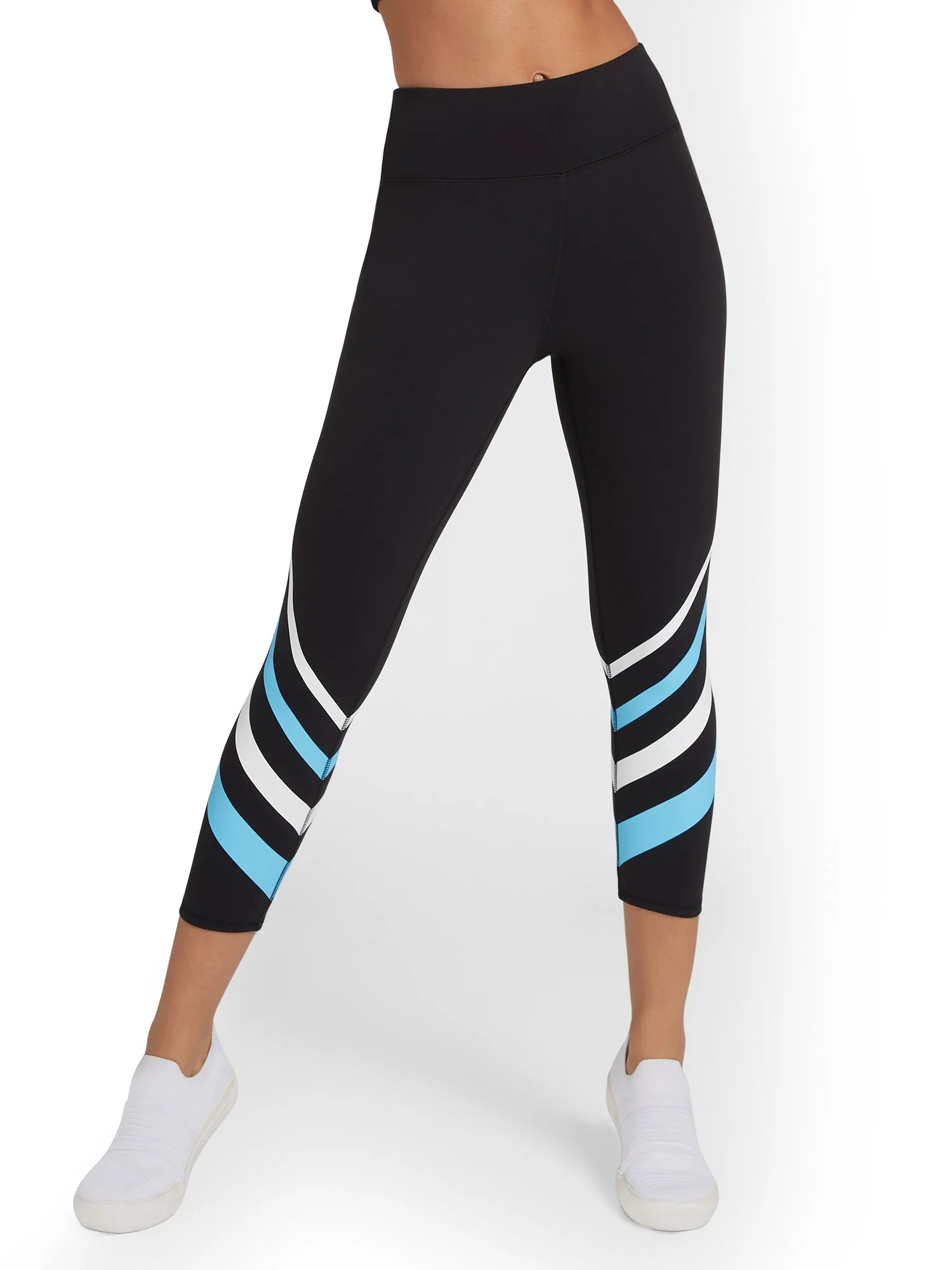 High-Waisted Stripe-Hem Capri Pocket Legging - City Contour