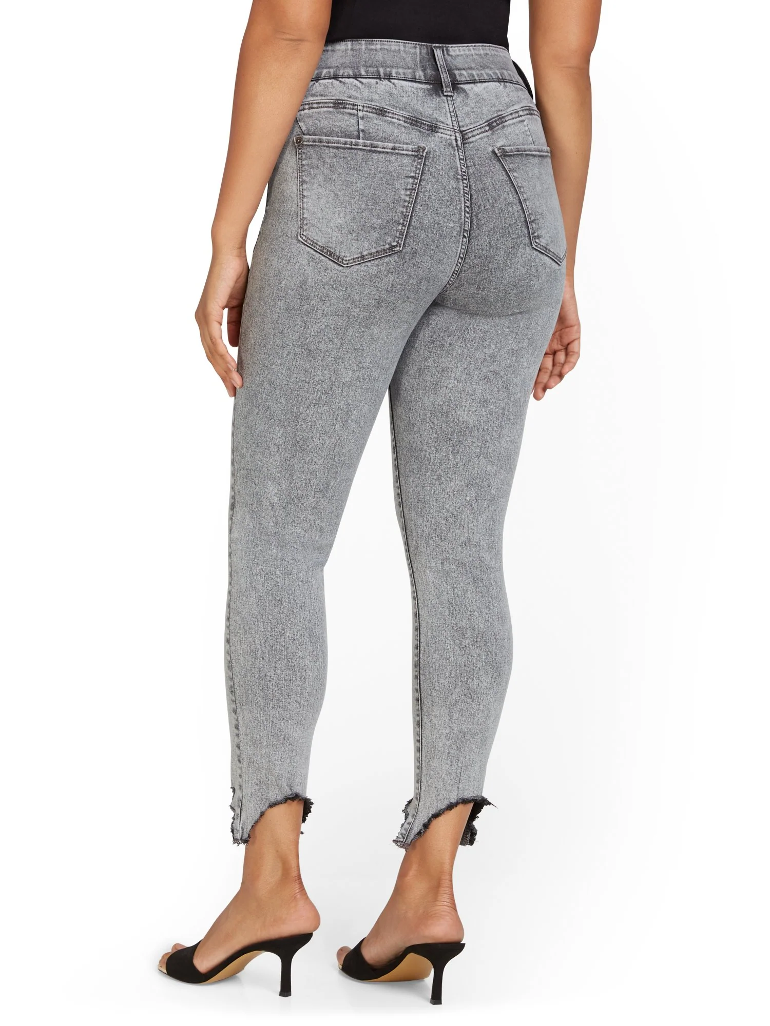 High-Waisted Super-Skinny Ankle Jeans - Distressed Acid Wash - Image 8