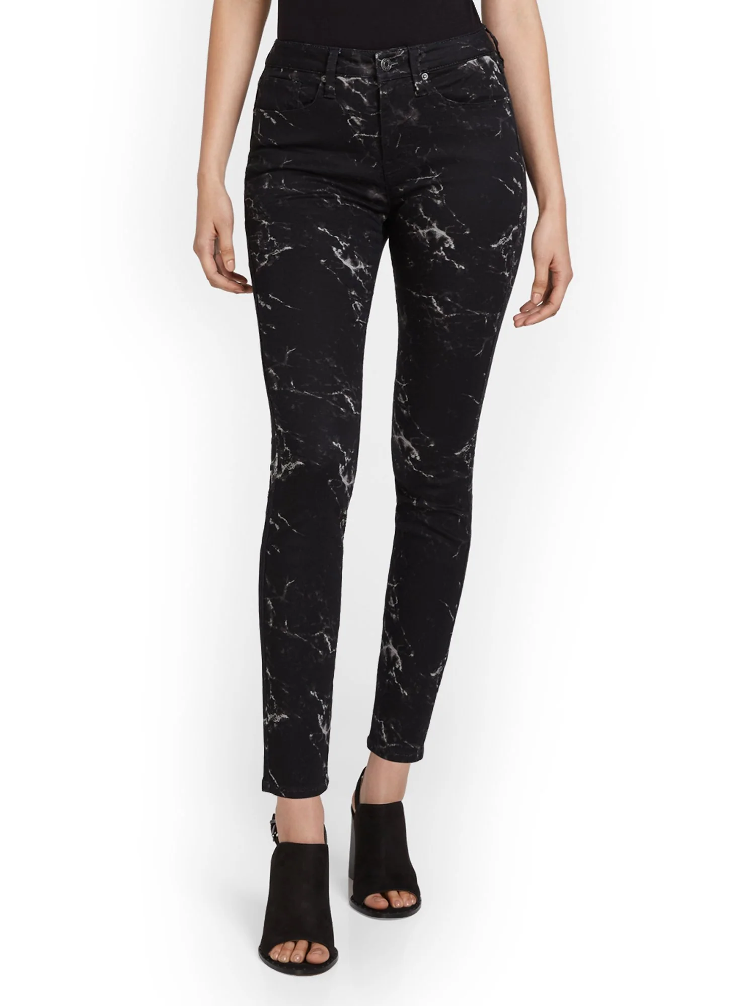 High-Waisted Super-Skinny Ankle Jeans - Marble - Image 2
