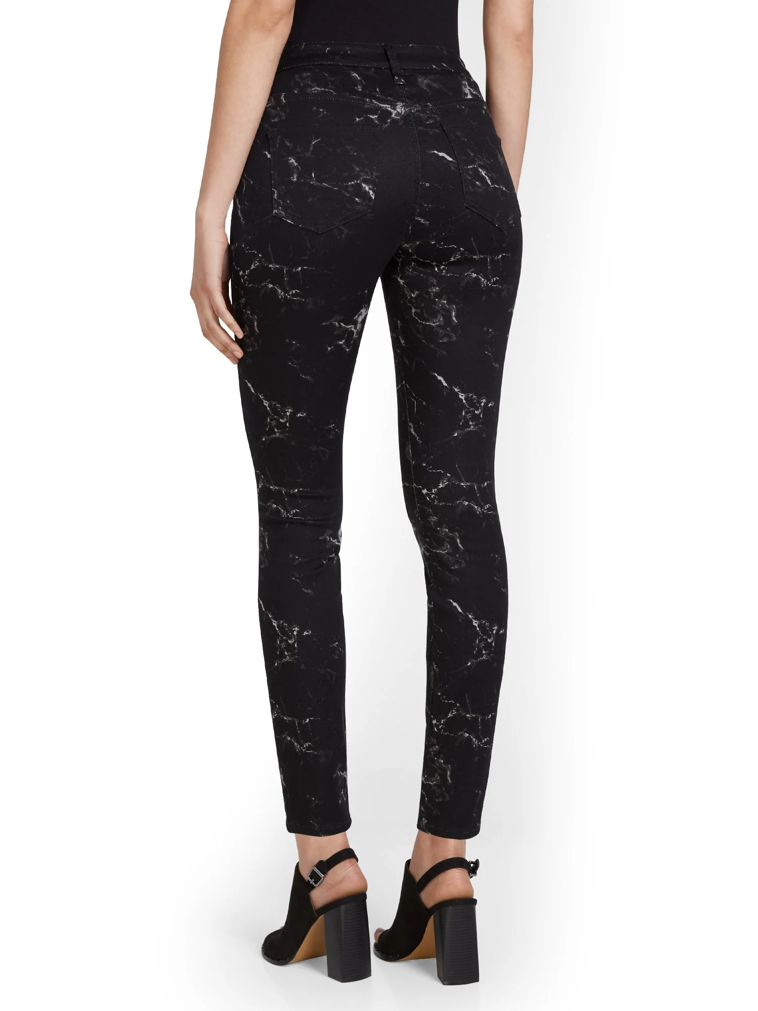 High-Waisted Super-Skinny Ankle Jeans - Marble - Image 3