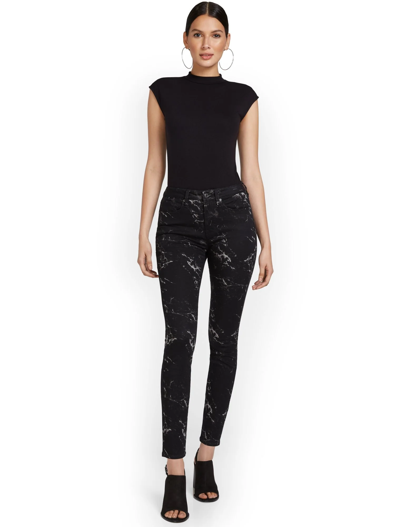 High-Waisted Super-Skinny Ankle Jeans - Marble - Image 4