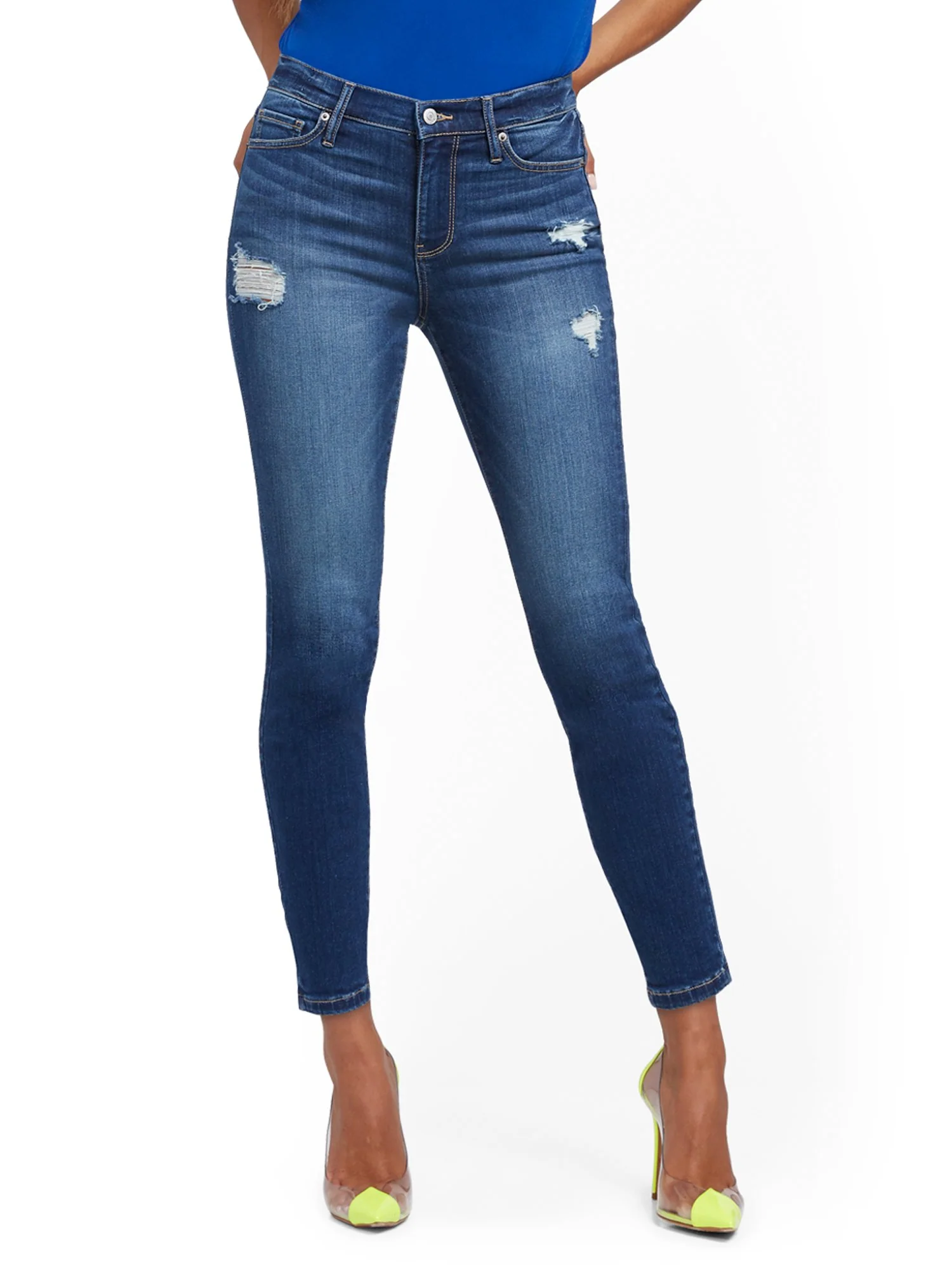High-Waisted Super-Skinny Ankle Legging - Blue Oasis - Image 2