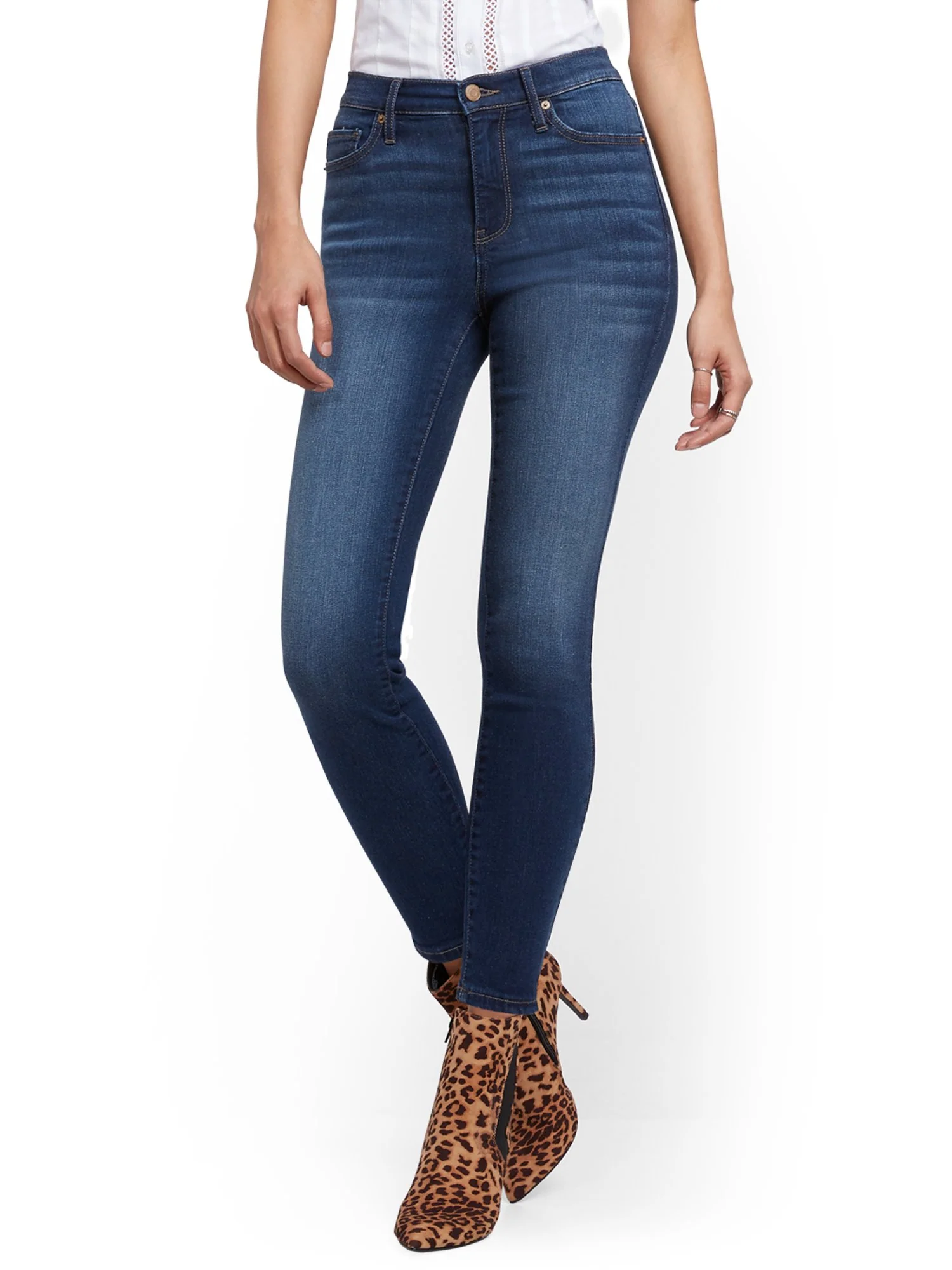 High-Waisted Super-Skinny Ankle Legging - Blueberry