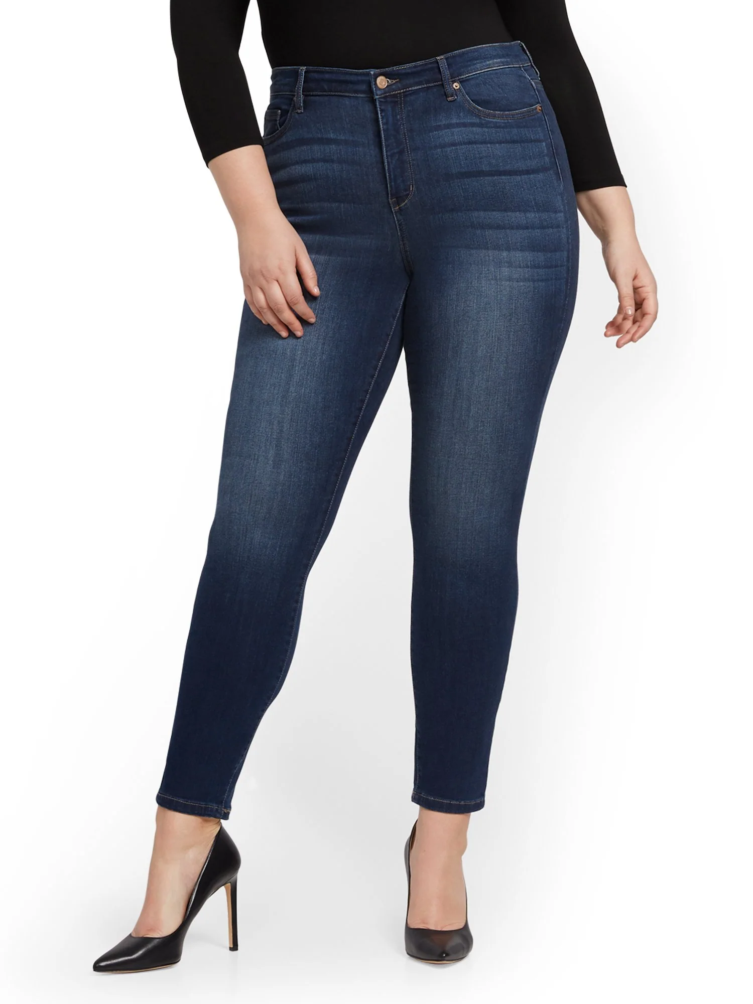 High-Waisted Super-Skinny Jeans - Blueberry - Image 14
