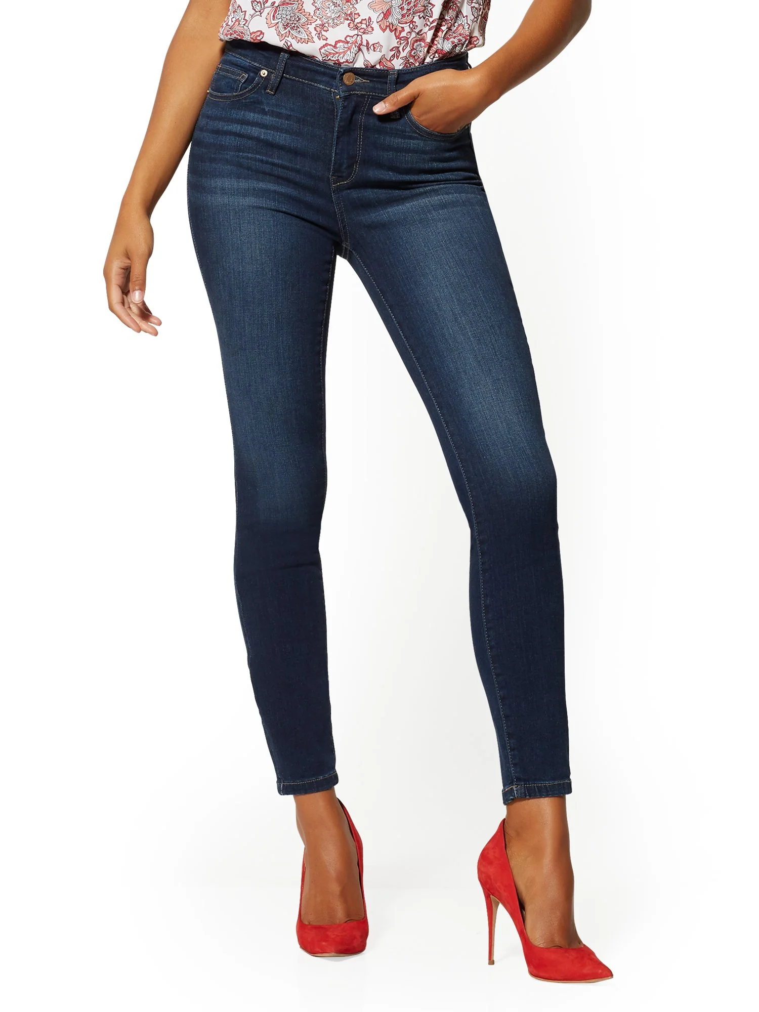 High-Waisted Super-Skinny Jeans - Blueberry - Image 19