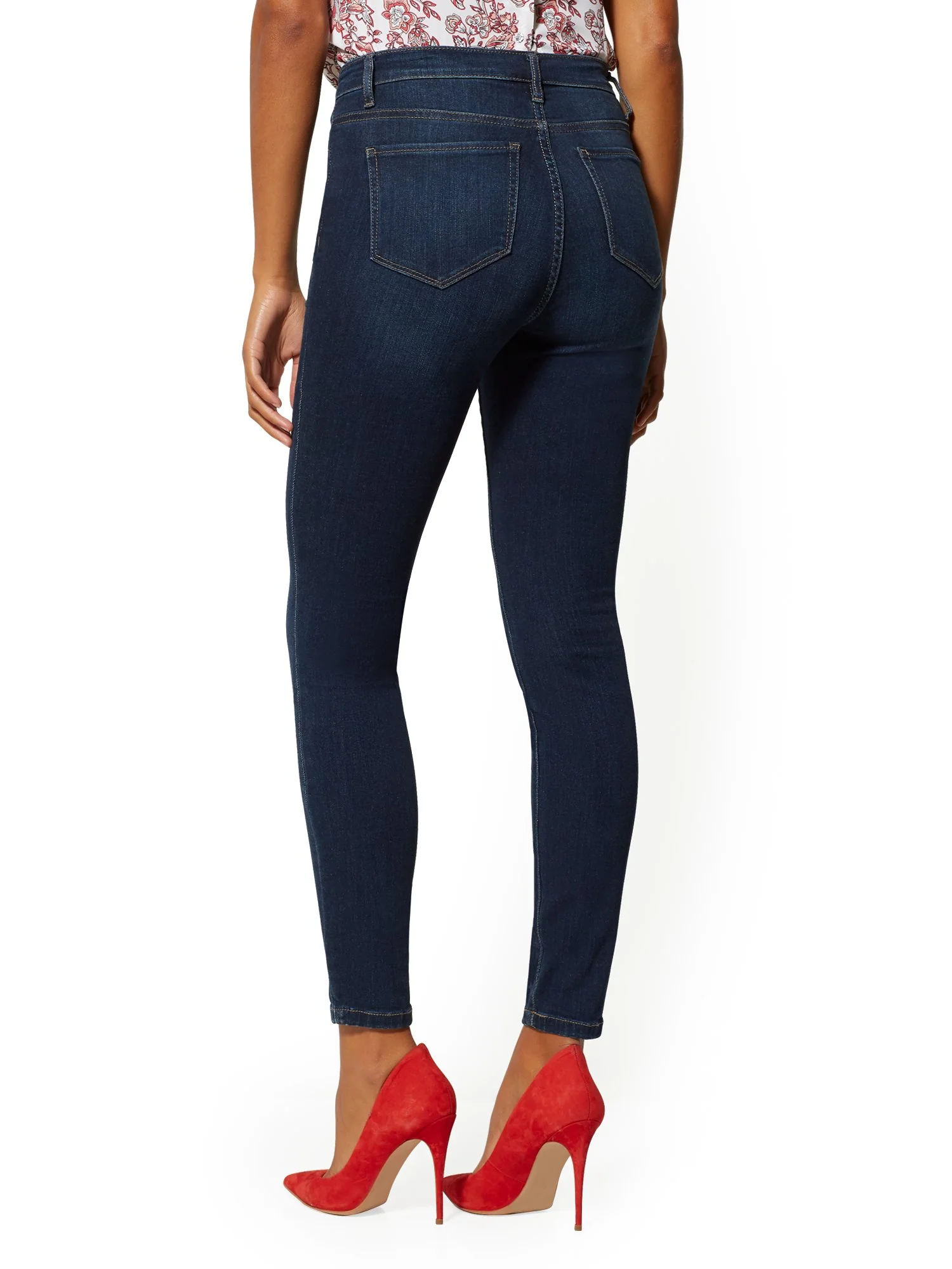 High-Waisted Super-Skinny Jeans - Blueberry - Image 4