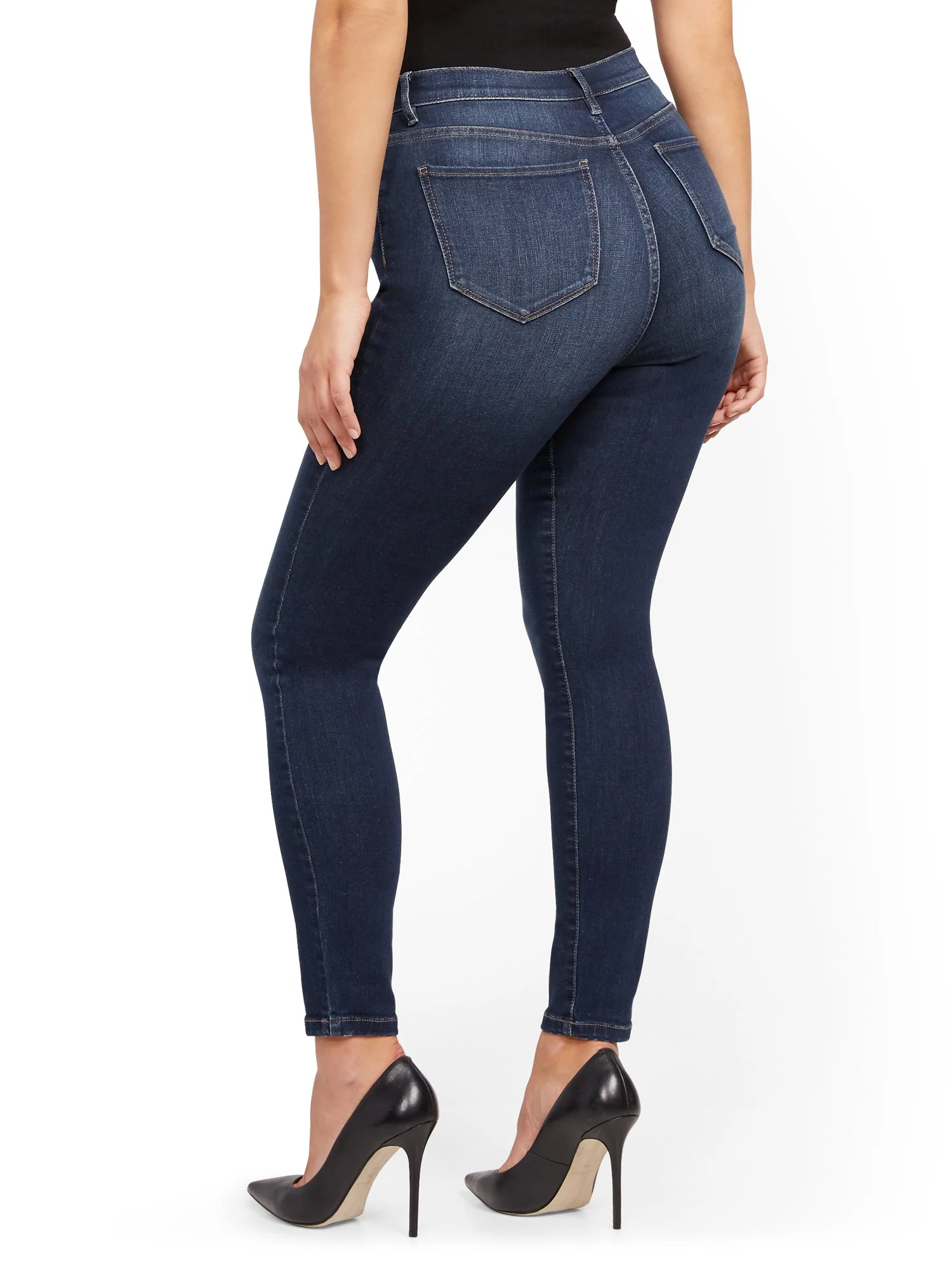 High-Waisted Super-Skinny Jeans - Blueberry - Image 9