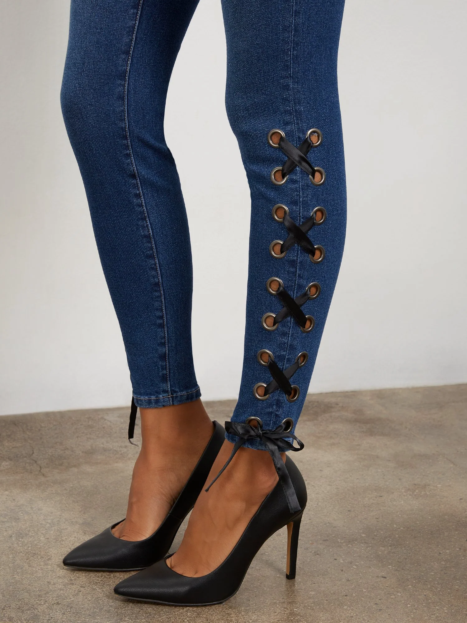 High-Waisted Super-Skinny Lace-Up Jeans - Image 4
