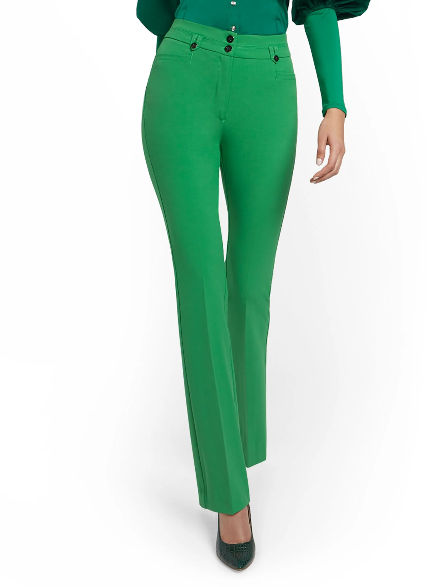 High-Waisted Two-Button Straight-Leg Pant - Essential Stretch - 7th Avenue - Image 11