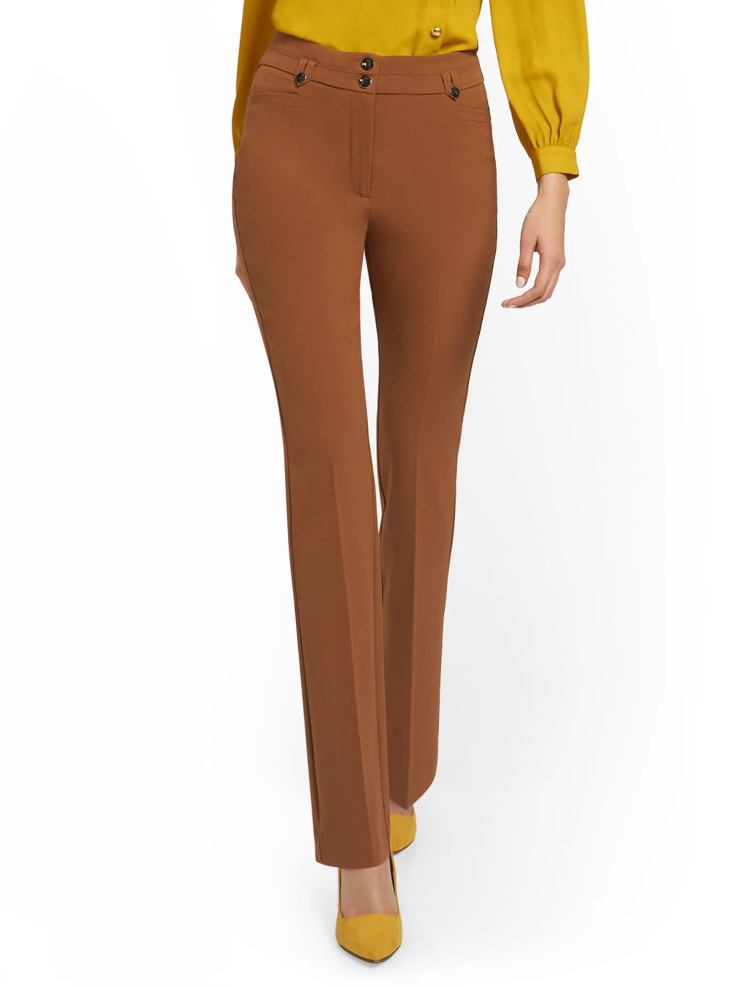 High-Waisted Two-Button Straight-Leg Pant - Essential Stretch - 7th Avenue - Image 7