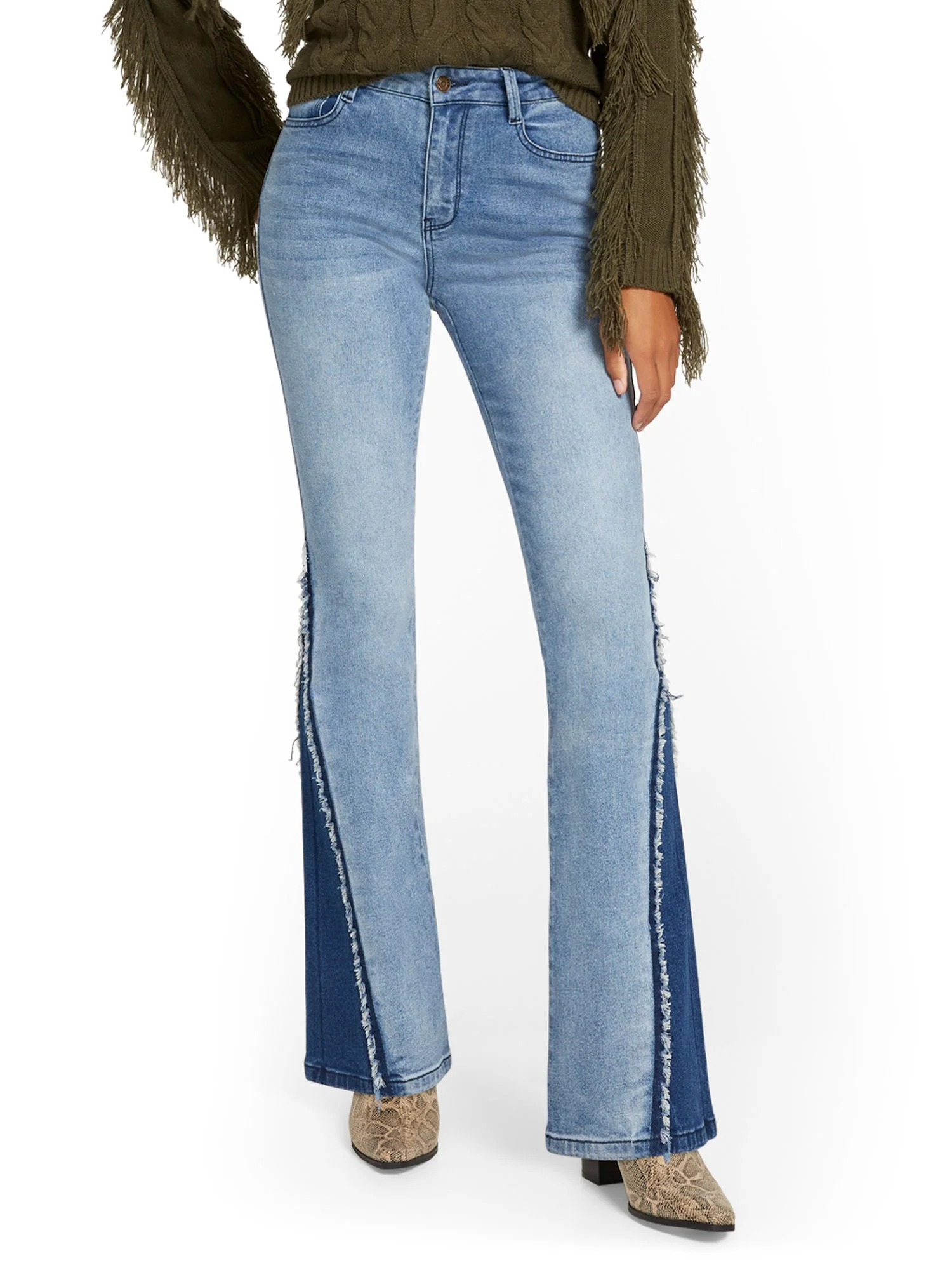 High-Waisted Wide-Leg Accent-Side Jeans