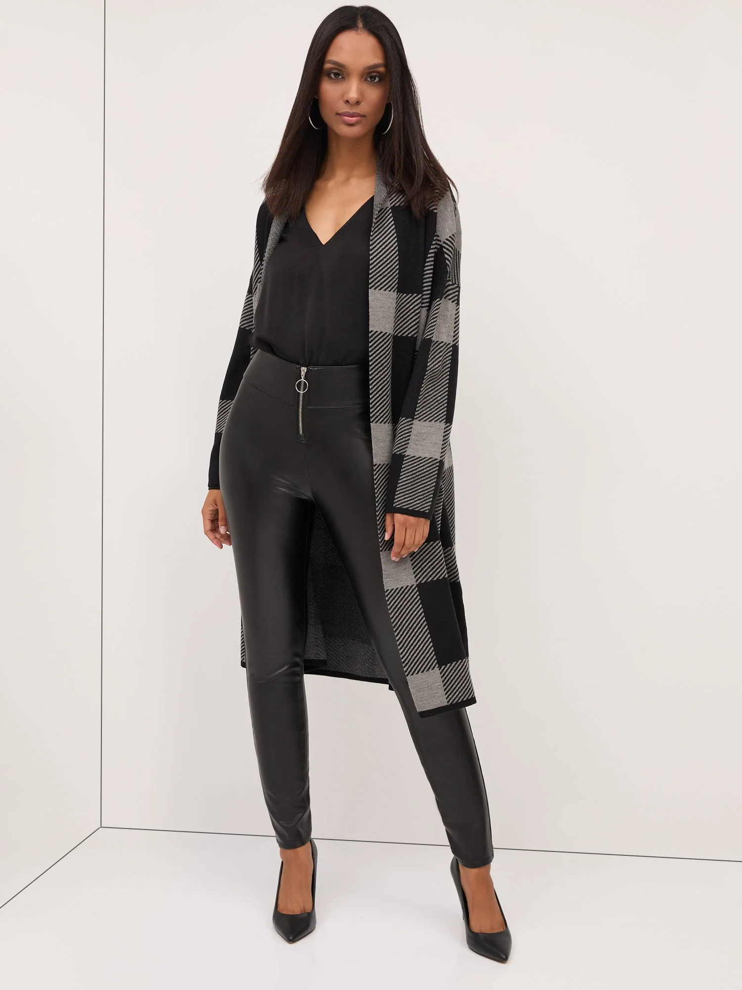 High-Waisted Zip-Front Faux-Leather Legging