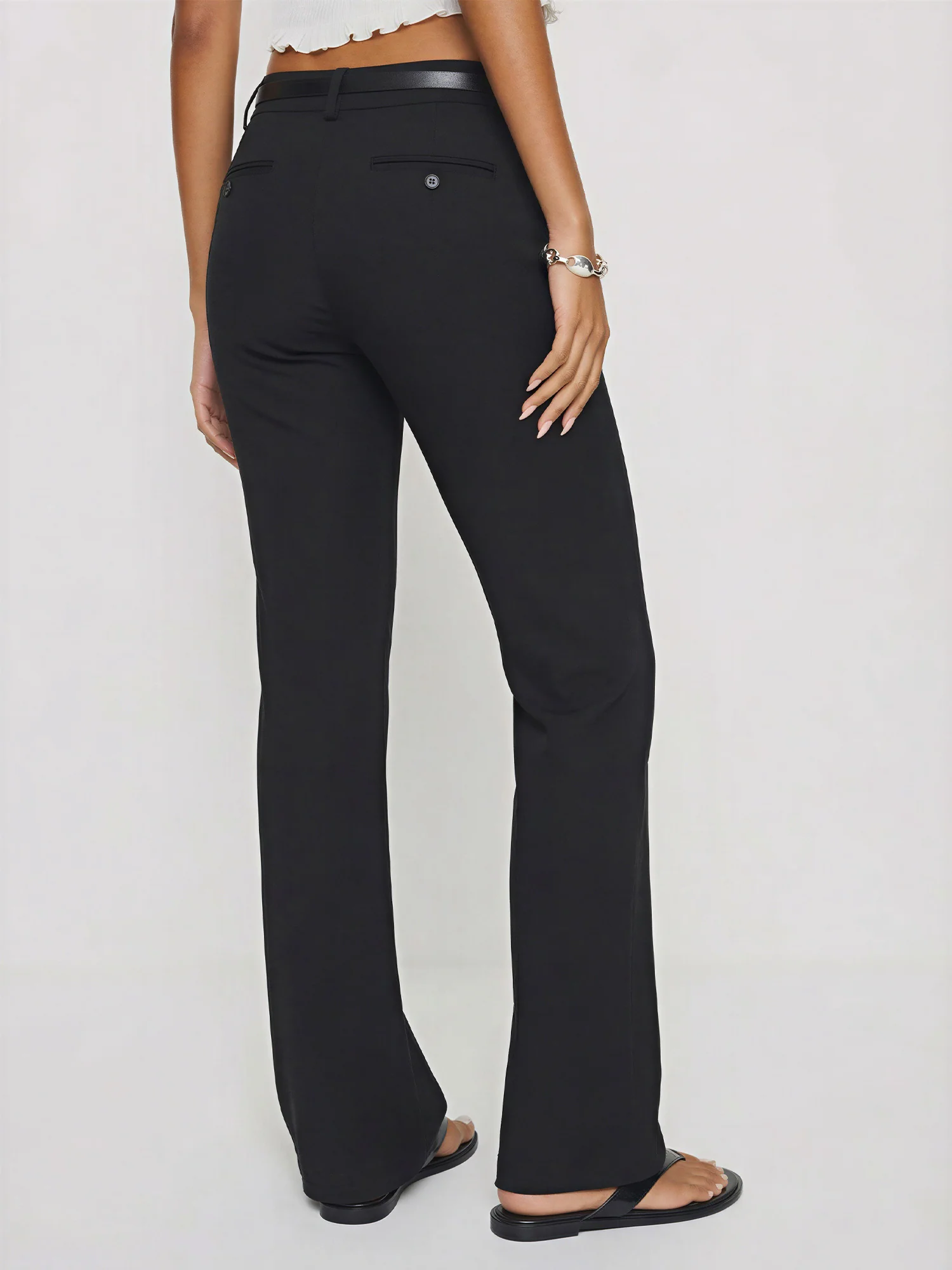 High Rise Bootcut Stretch Belt Pants - Image 3