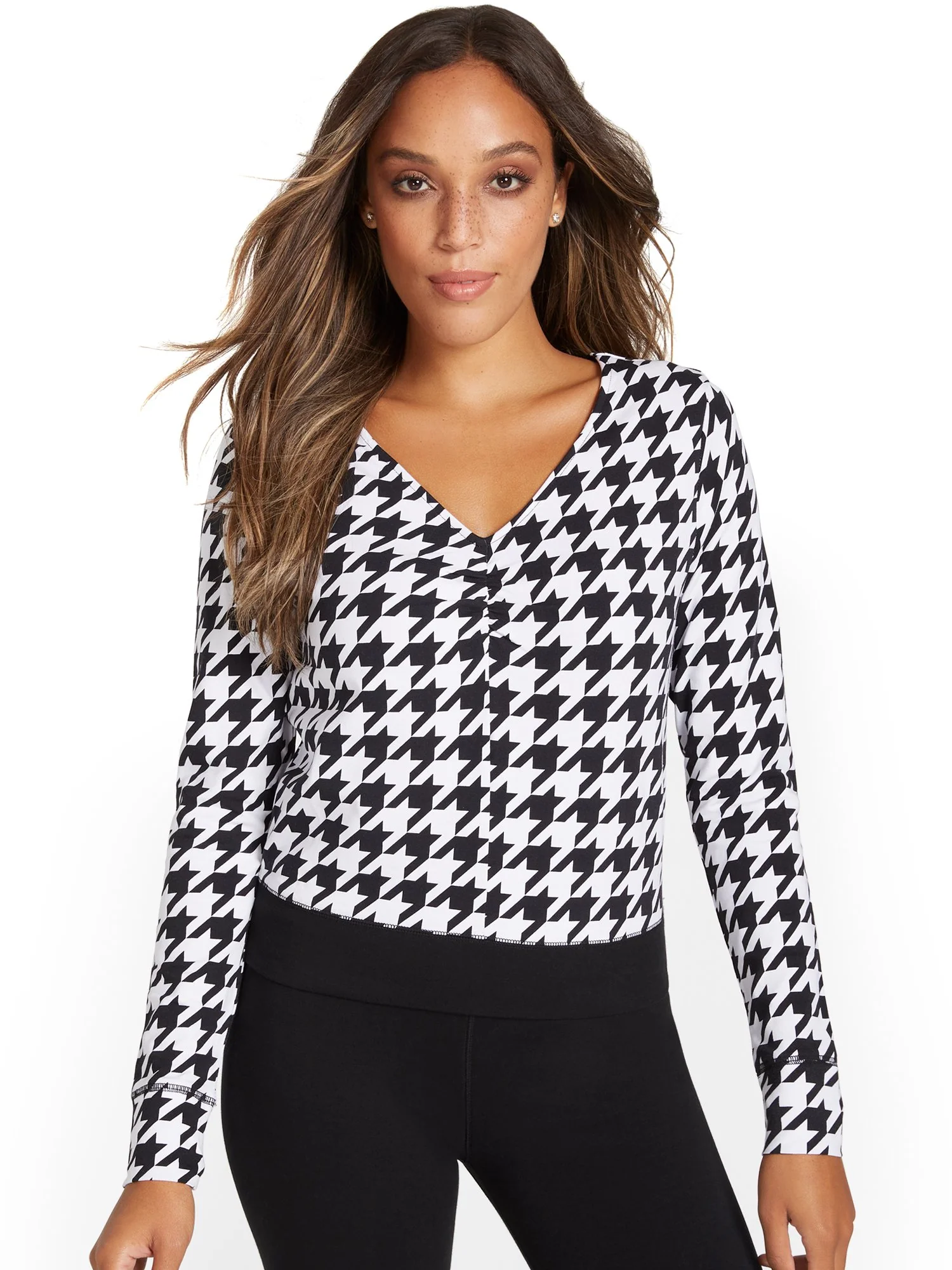 Houndstooth V-Neck Top - Image 2