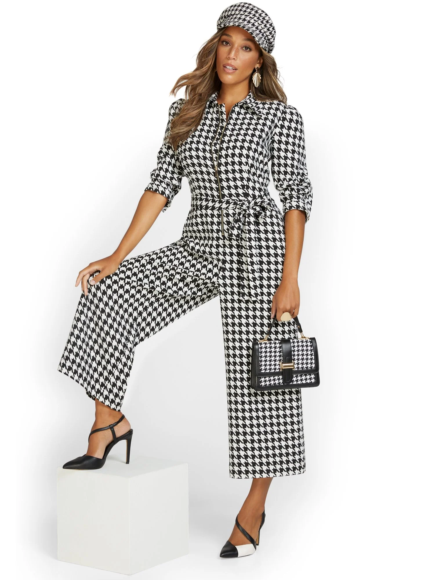 Houndstooth Wide-Leg Jumpsuit - Image 2