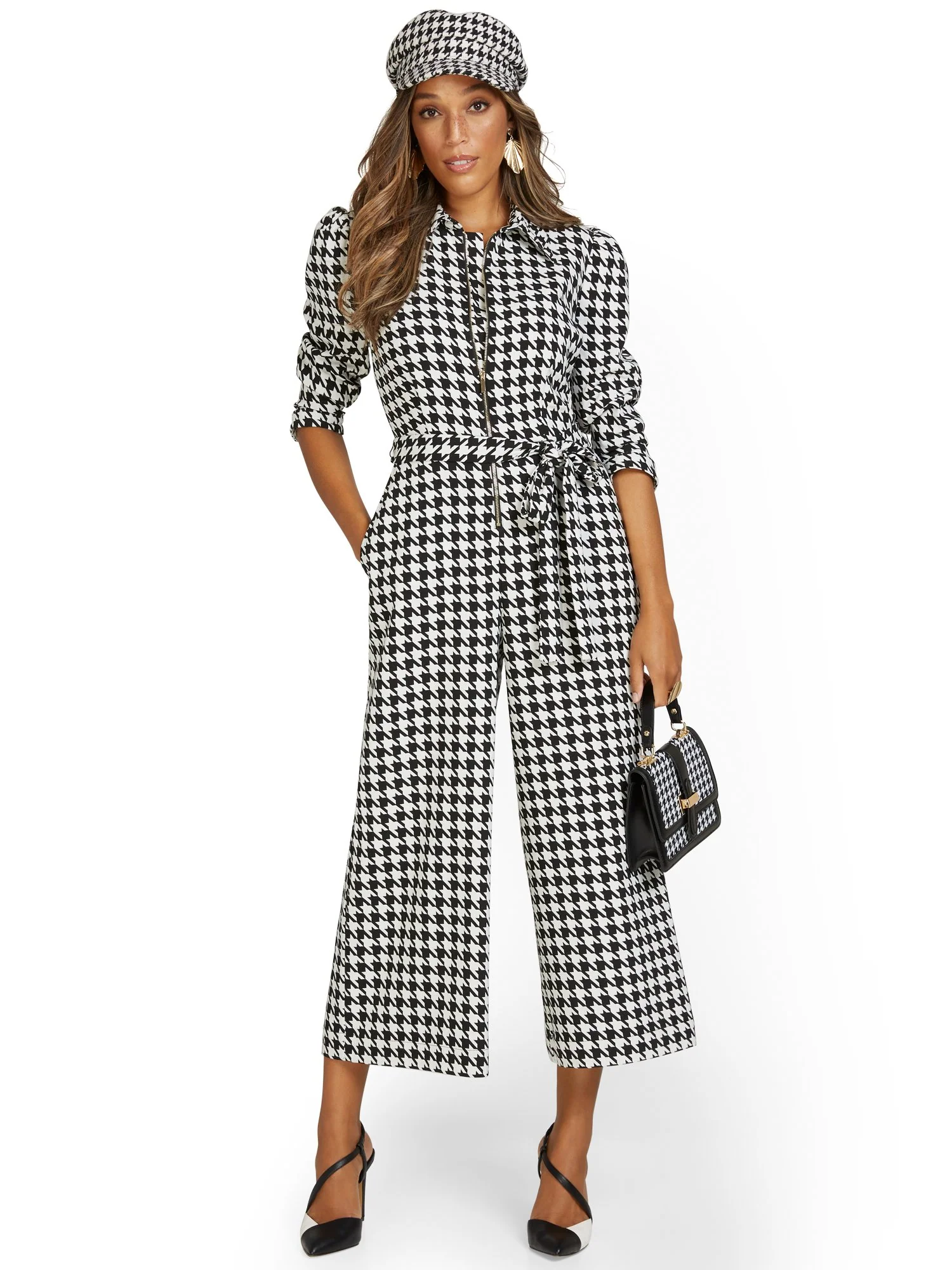 Houndstooth Wide-Leg Jumpsuit - Image 3