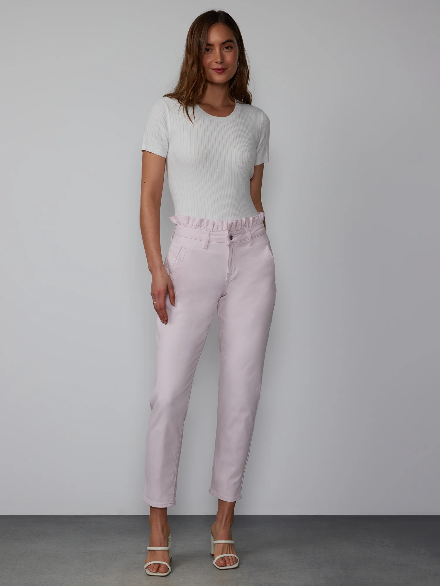 High Rise Paperbag Waist Boyfriend Jeans
