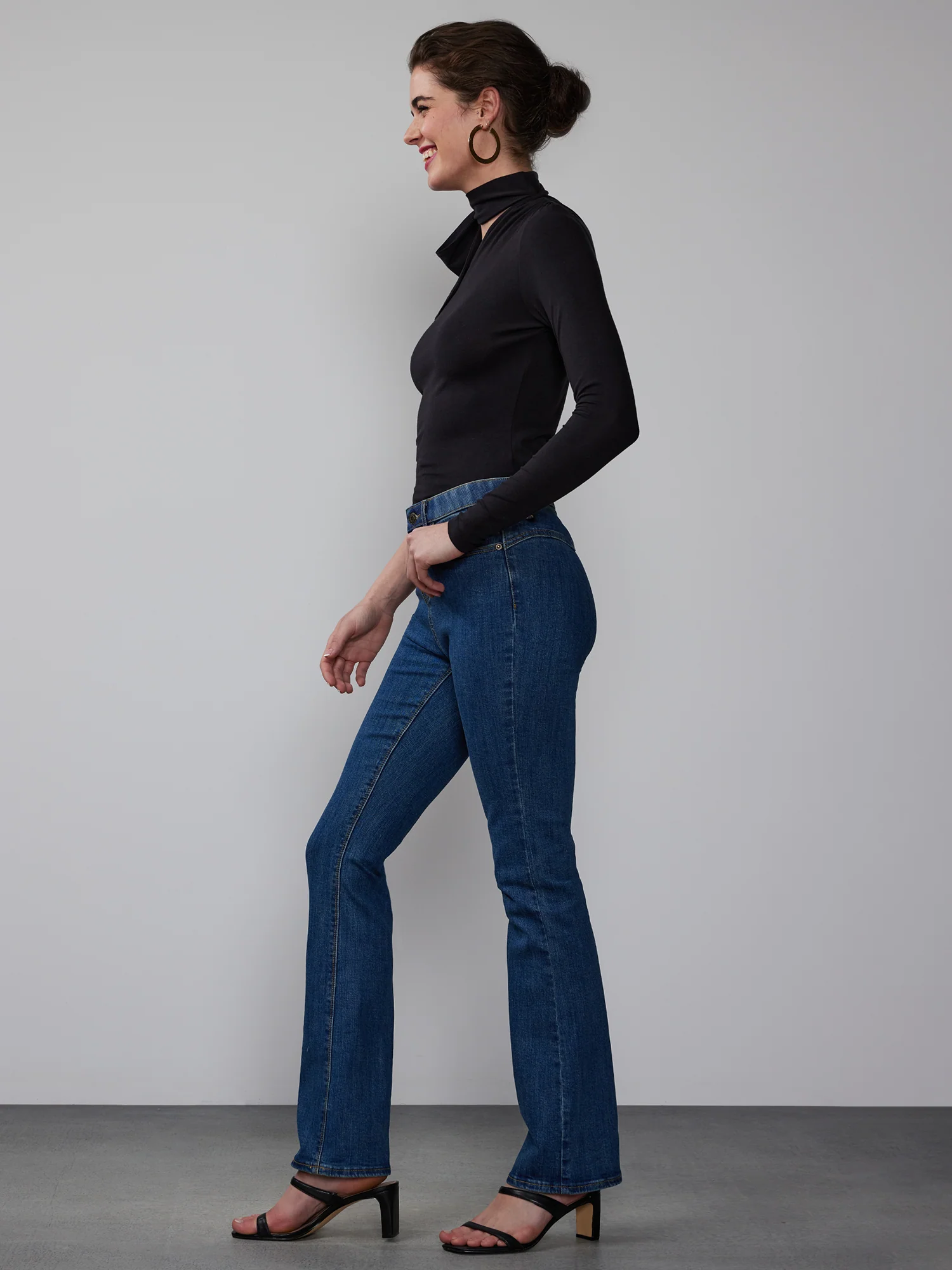 Petite High Rise Curved Yoke Bootcut Jeans - Image 2