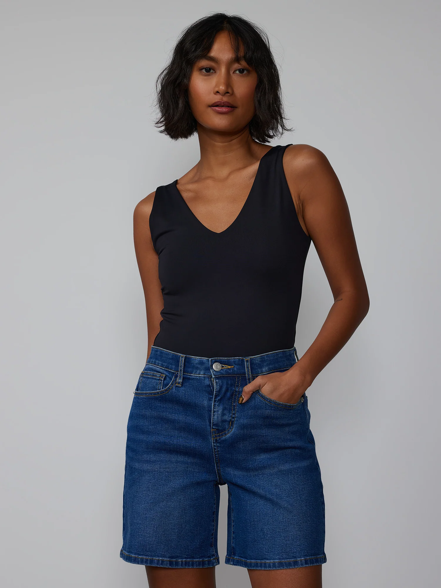 Curvy High Rise 7-Inch Denim Shorts - Image 4