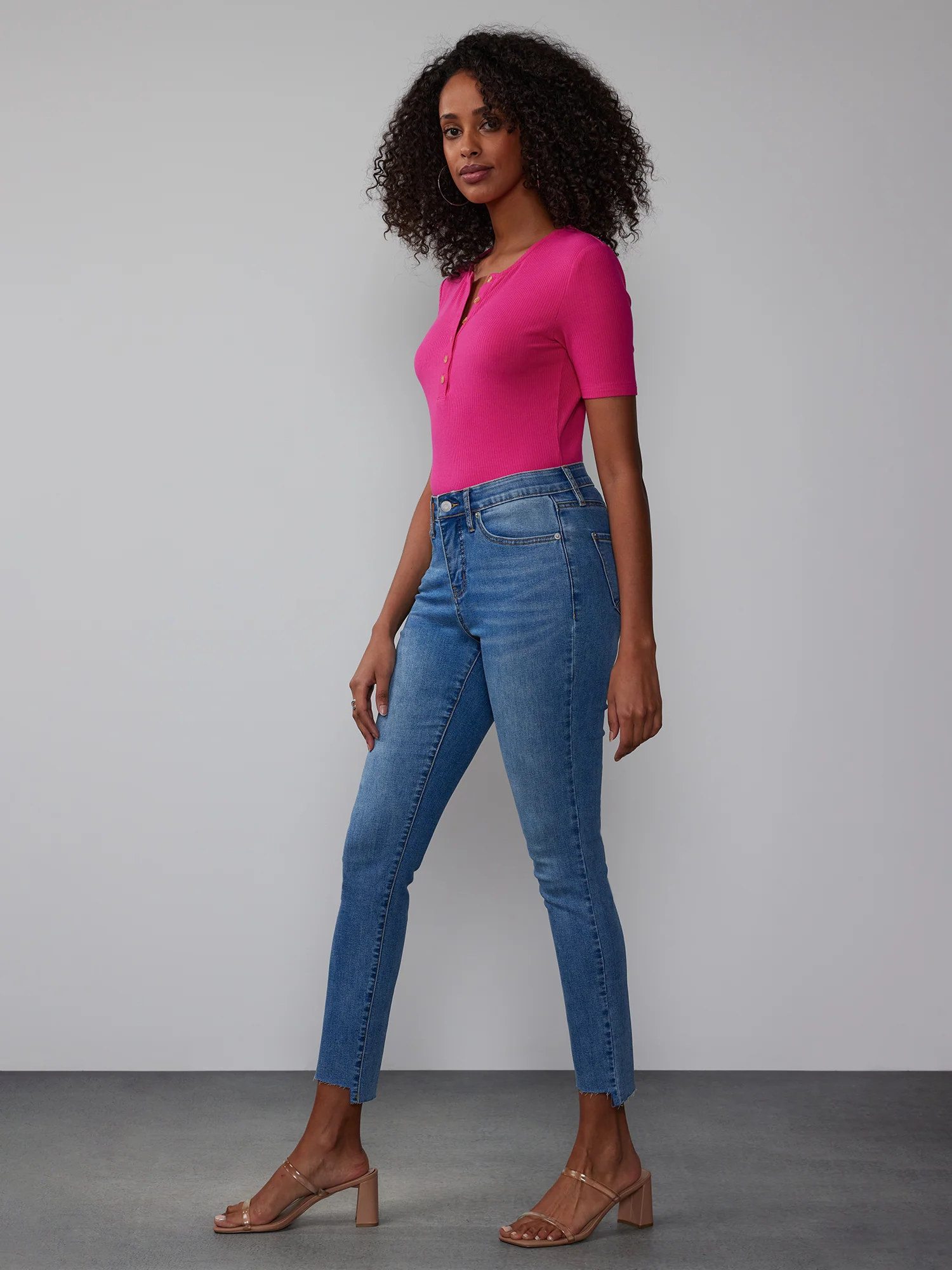 High Rise Curvy Step Hem Ankle Skinny Jeans - Image 2