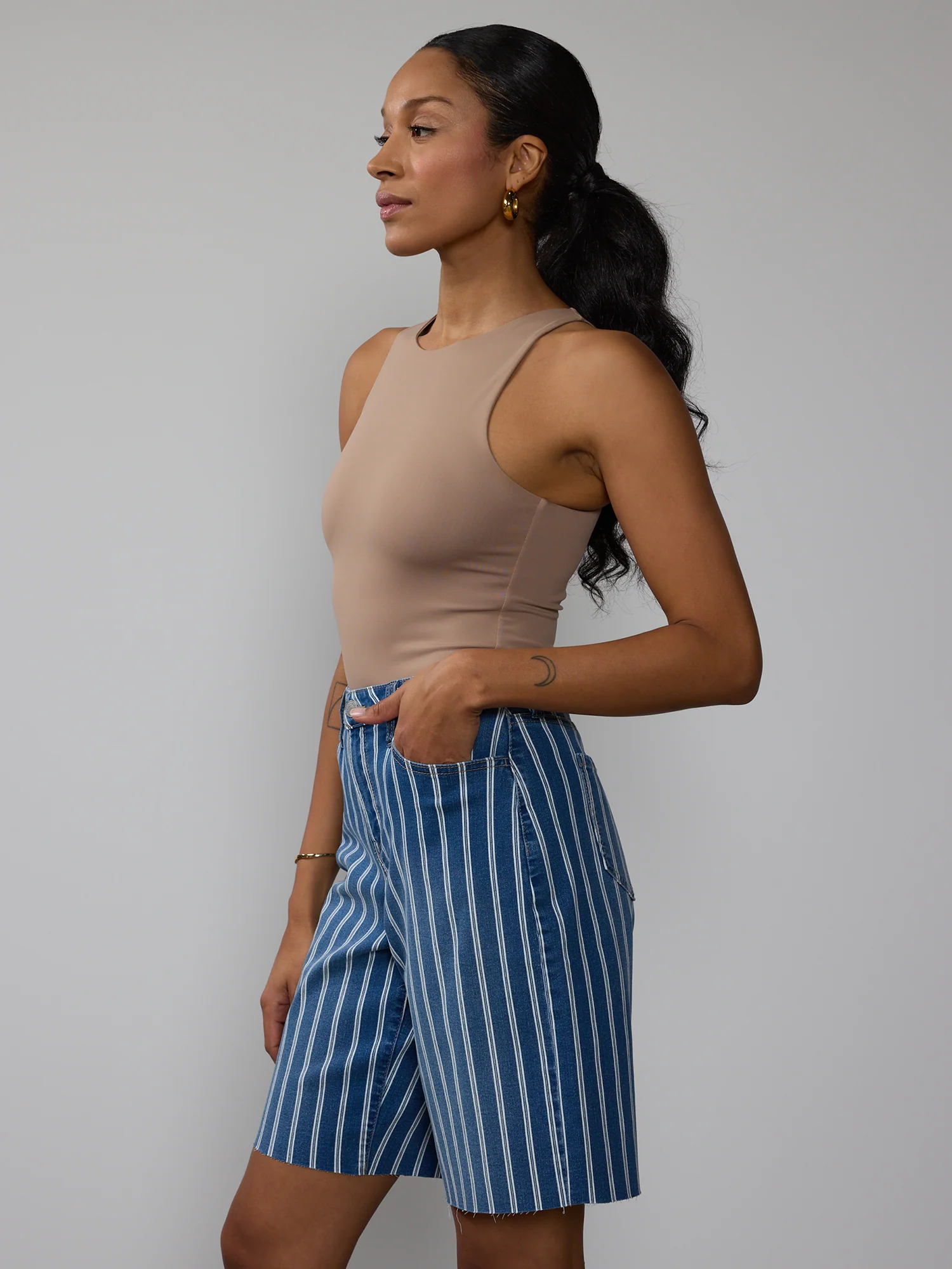 High Rise Striped 12 Inch Shorts - Image 2