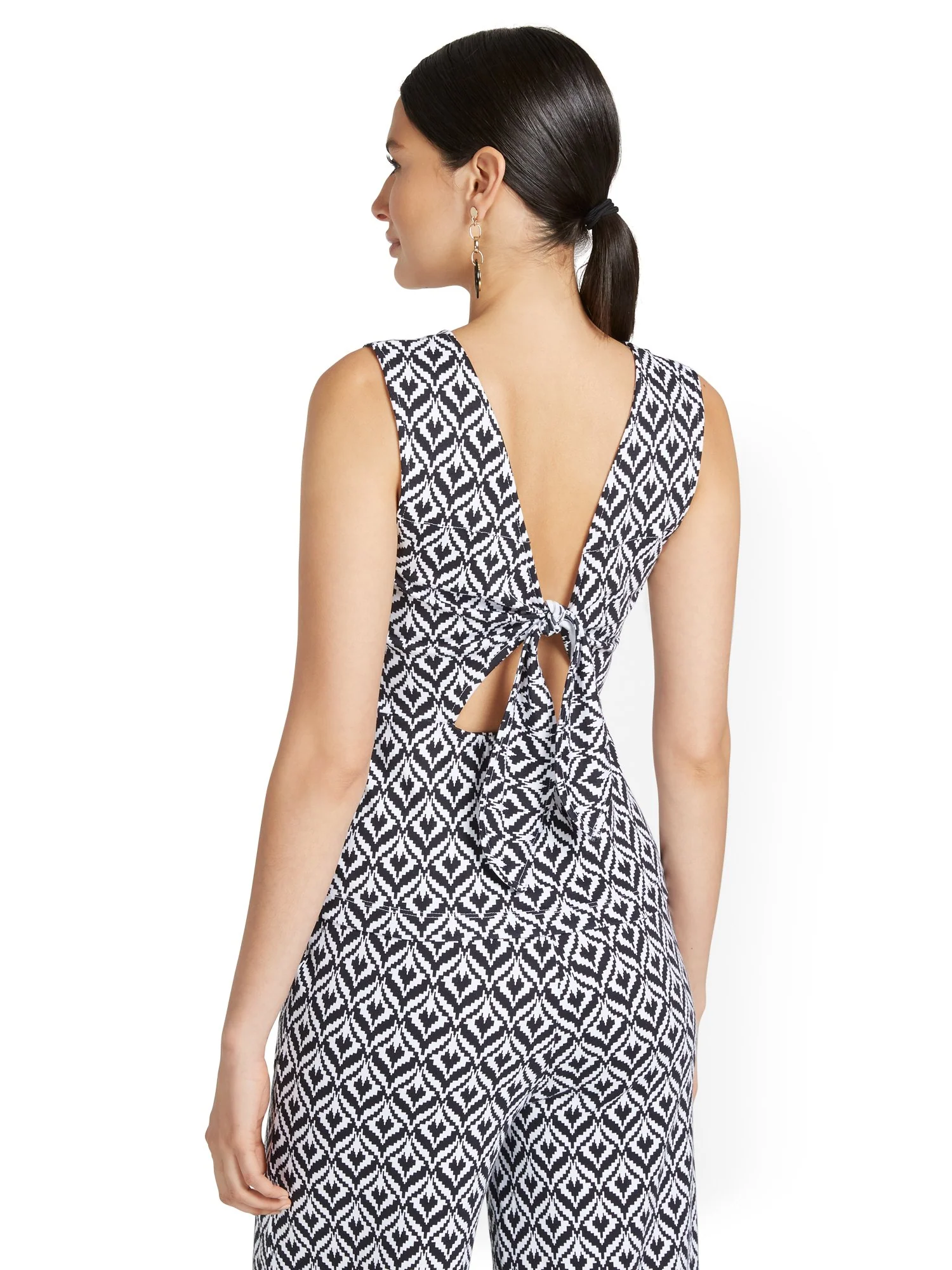 Ikat-Print Sleeveless Tie-Back Top - City Knits - Image 3