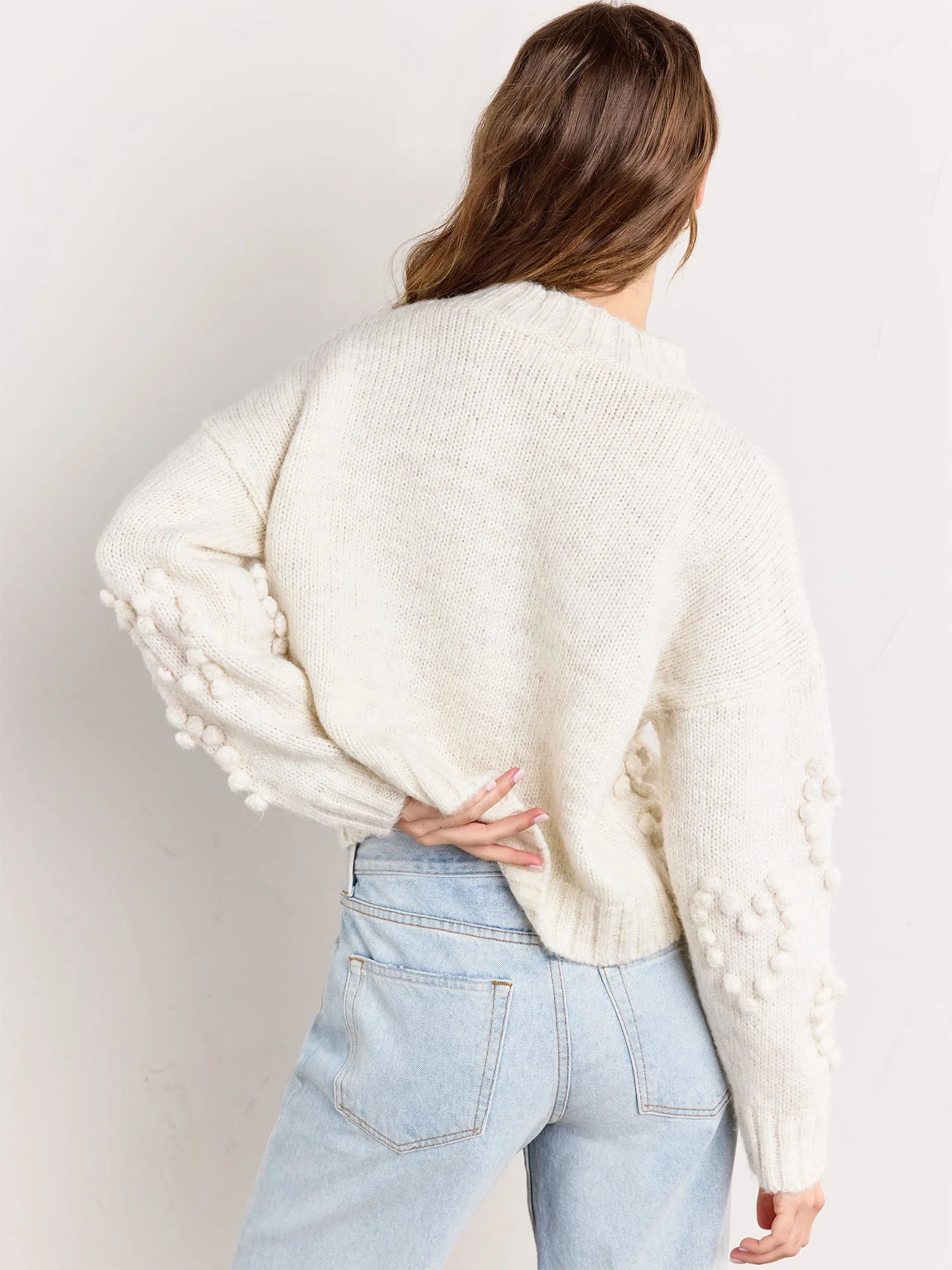Dreamers by Debut Ivory Heart Pom Pullover Sweater - Brands We Love - Image 4