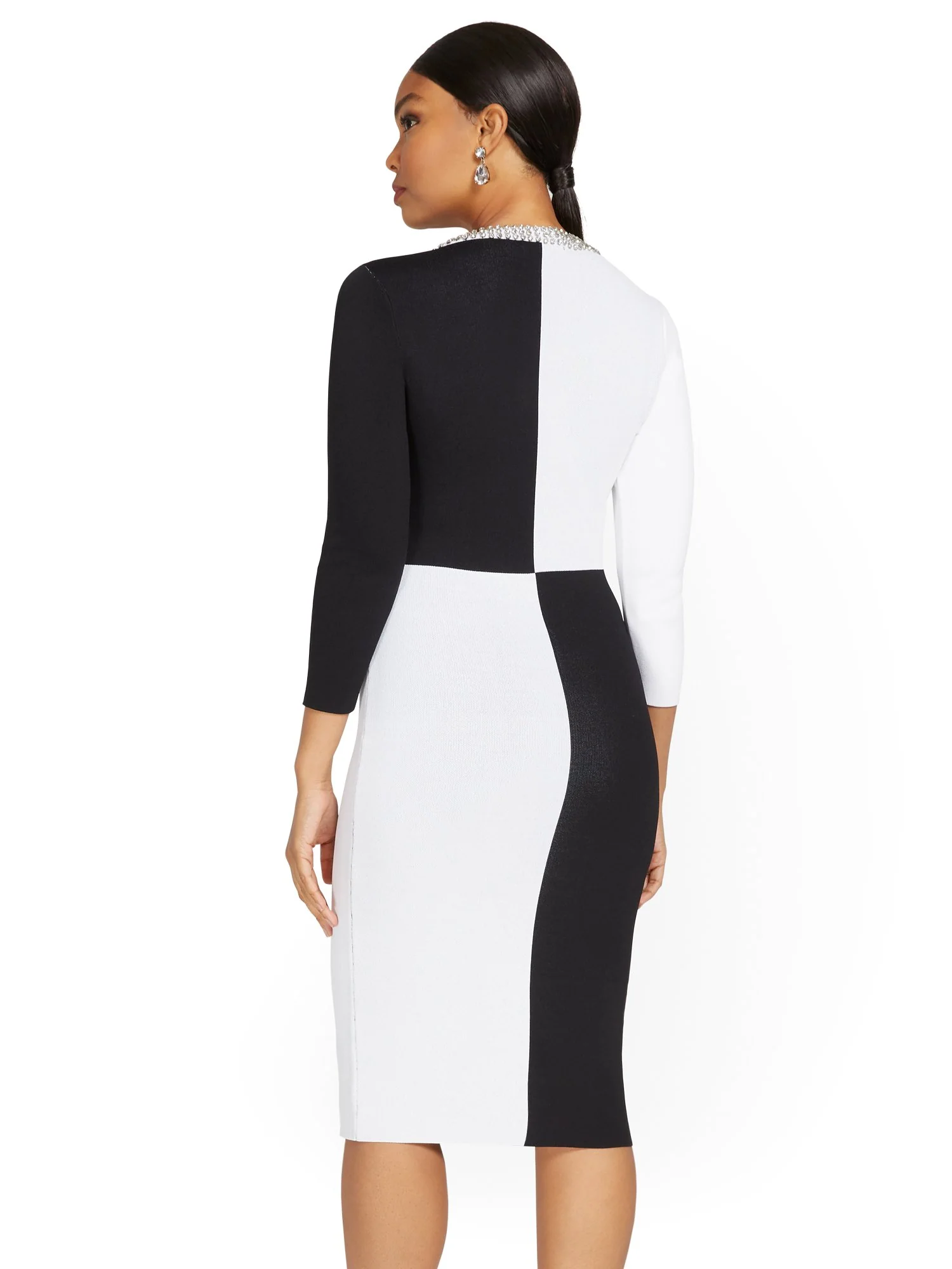 Jewel-Embroidered Colorblock Sweater Dress - Image 3