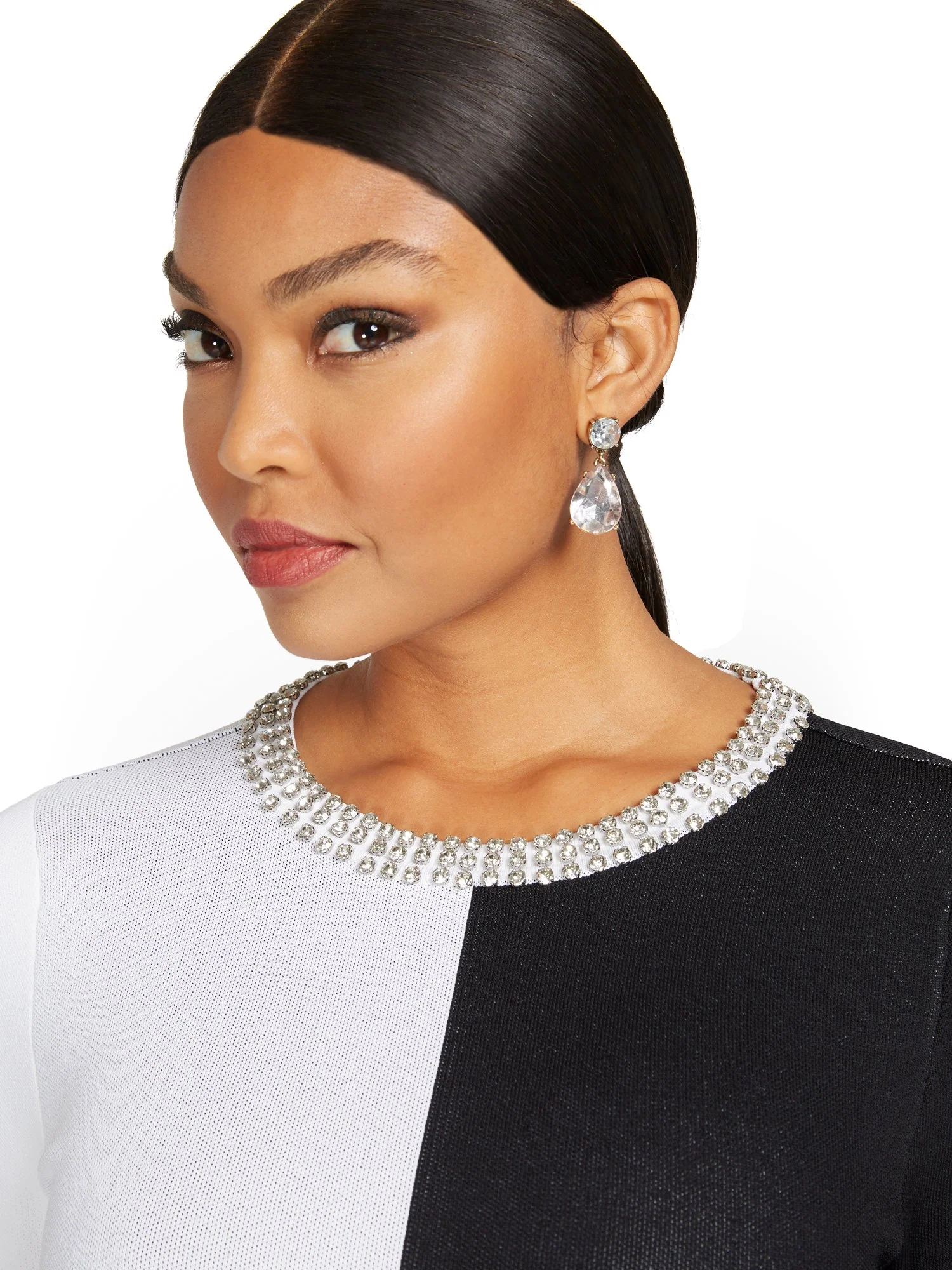 Jewel-Embroidered Colorblock Sweater Dress - Image 4