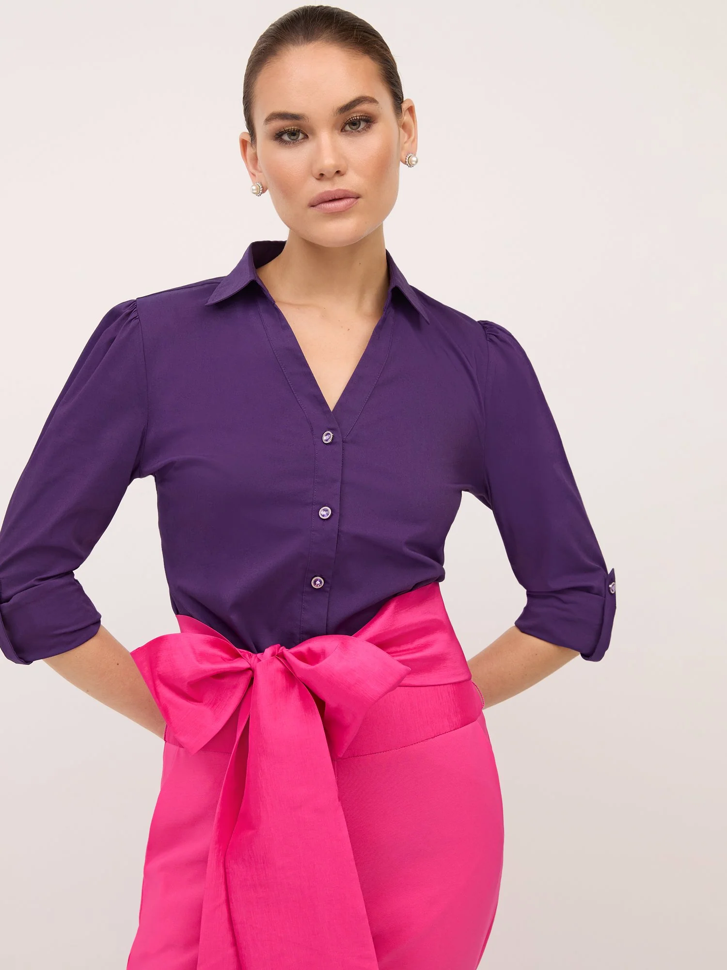 Jewel Puff-Sleeve Button-Front - NY&C Madison Shirt® - Image 29
