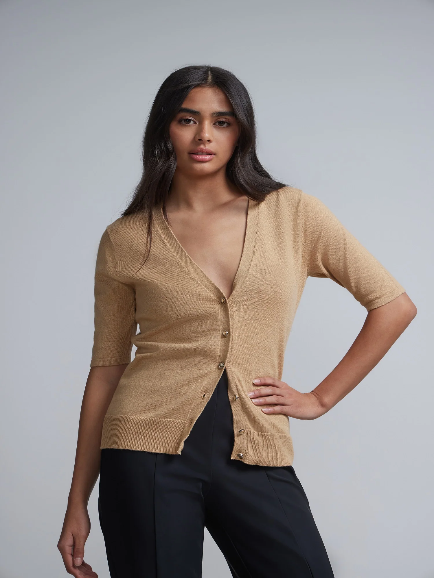 Jeweled-Button Chelsea V-Neck Cardigan - Image 36