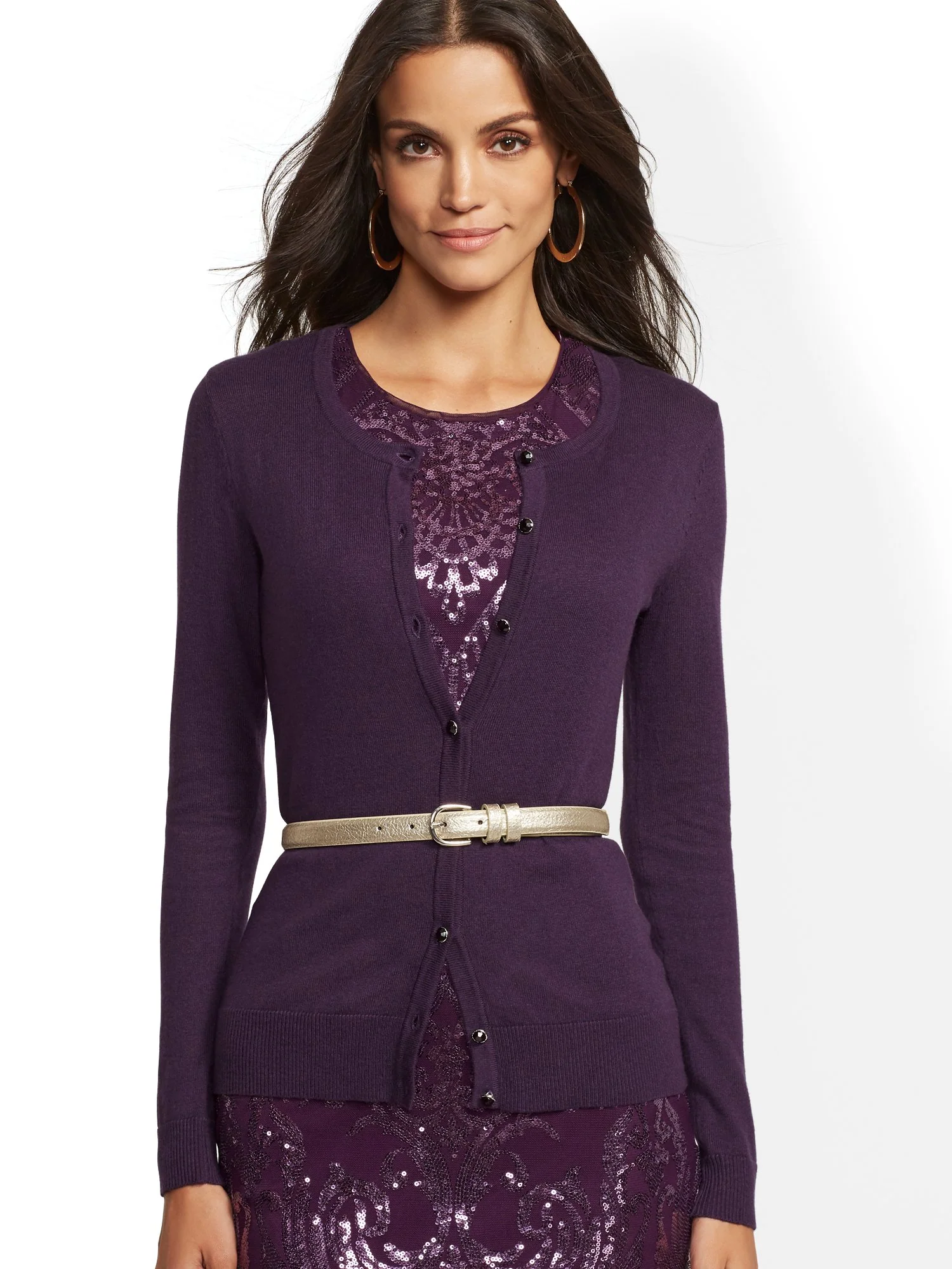 Jeweled Crewneck Chelsea Cardigan - 7th Avenue - Image 2