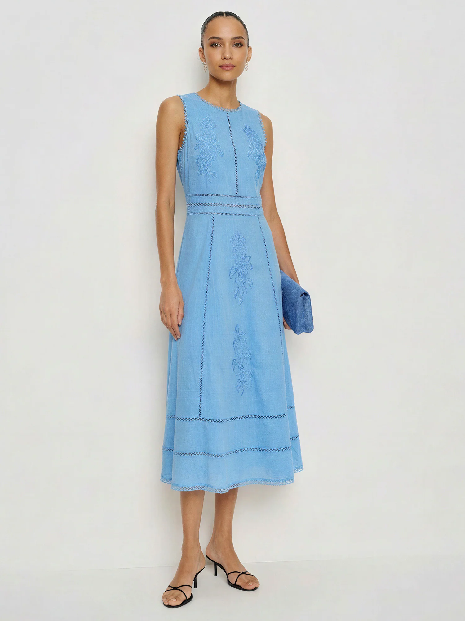 Katie Inset Lace Trim A-Line Maxi Dress